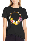 Easter Chick Wreath Black T-Shirt