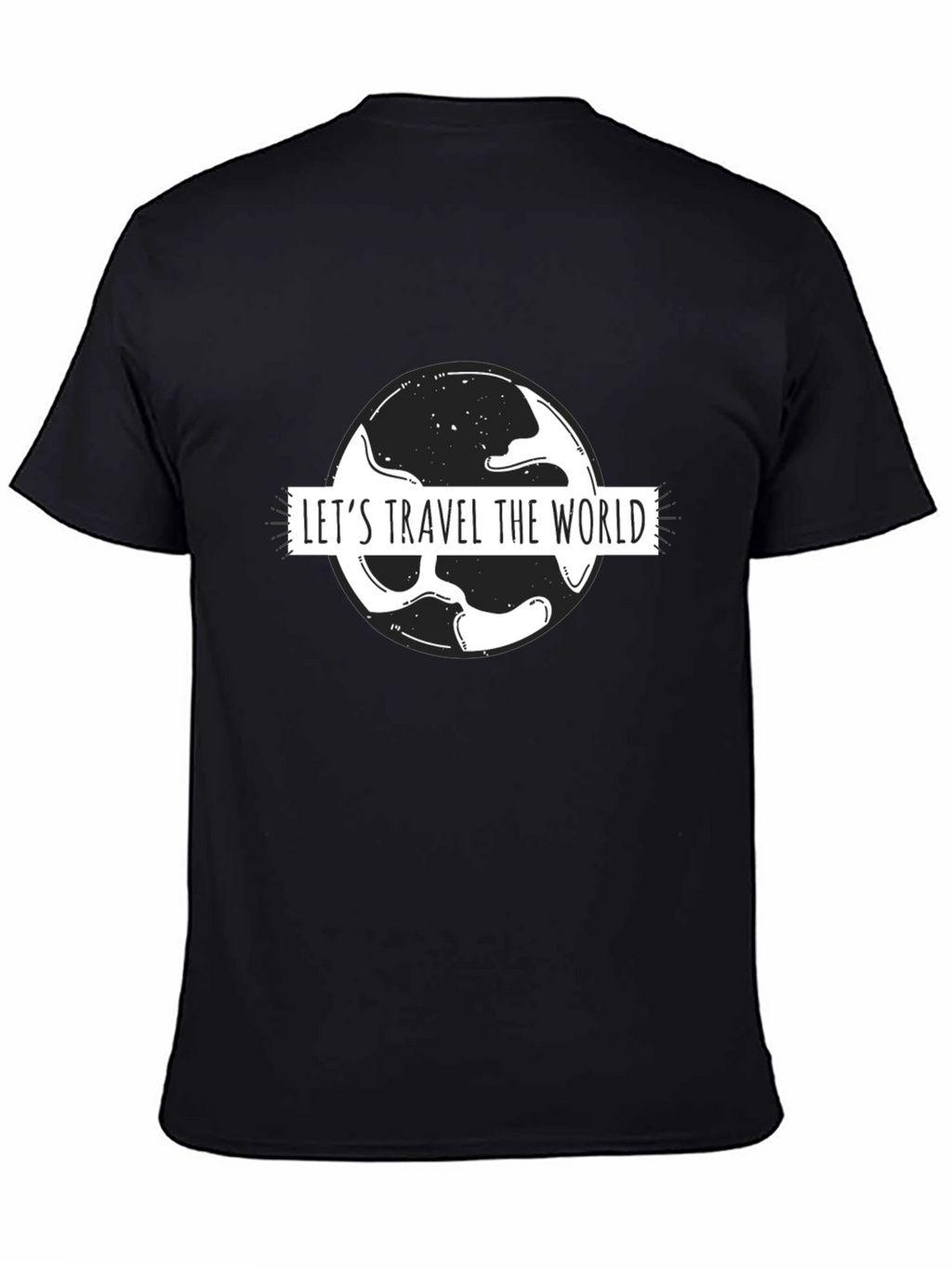 Lets Travel the World Black Graphic T-Shirt