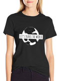 Lets Travel the World Black Graphic T-Shirt