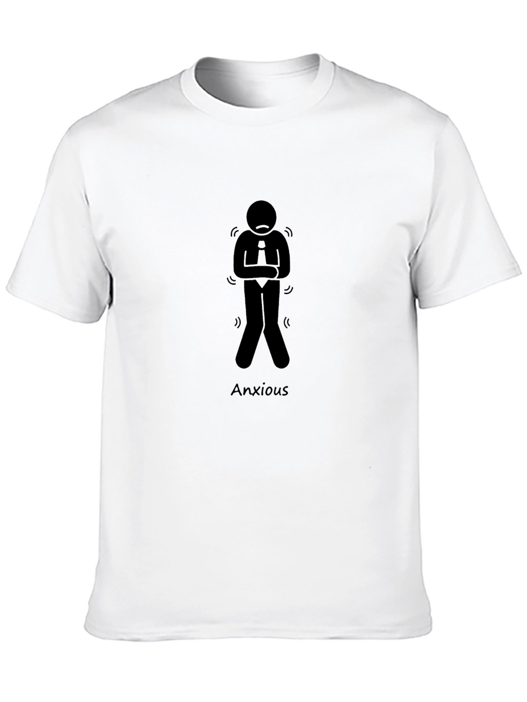 Anxious Stick Figure Graphic Tee - Black