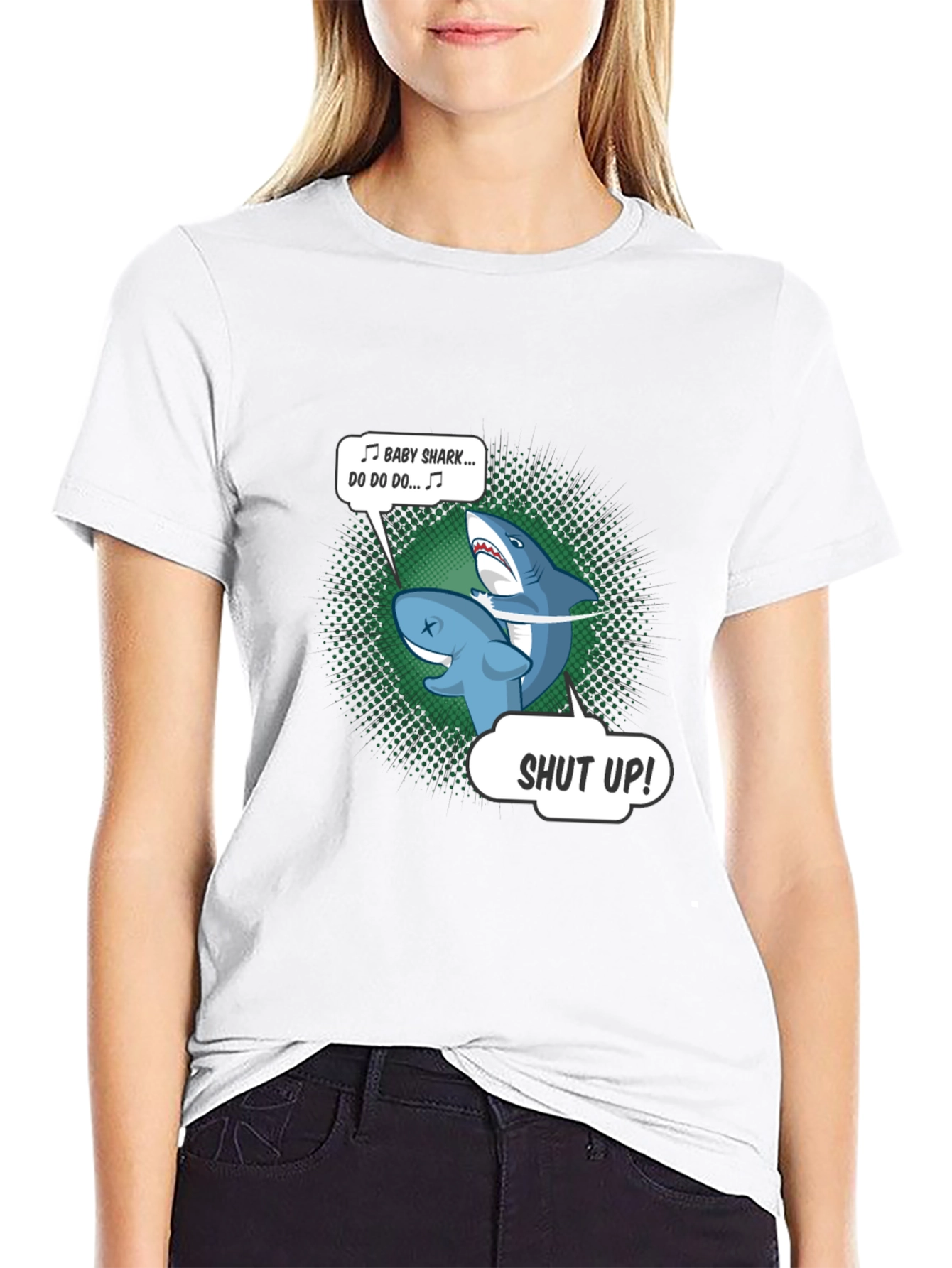 Baby Shark Shut Up Mens Black T-Shirt