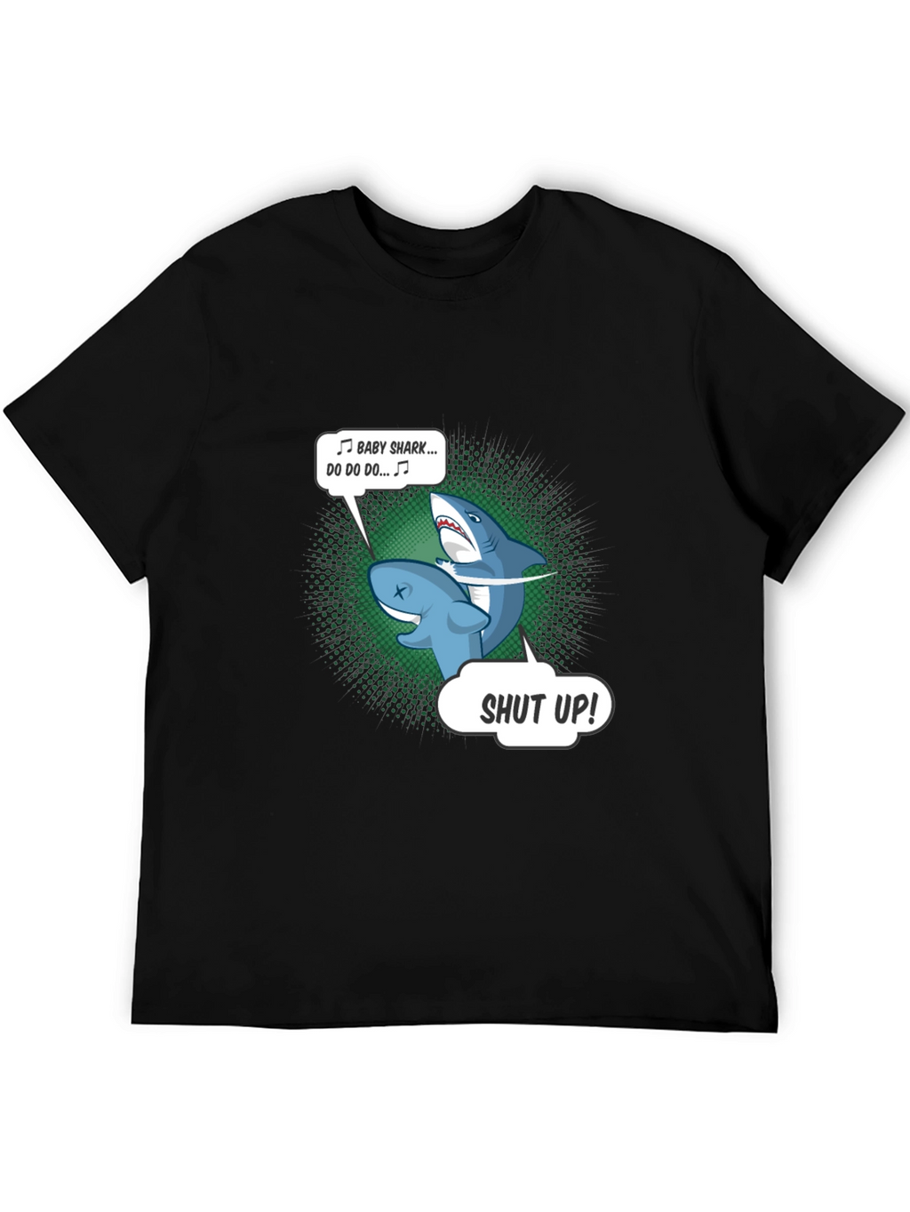 Baby Shark Shut Up Mens Black T-Shirt