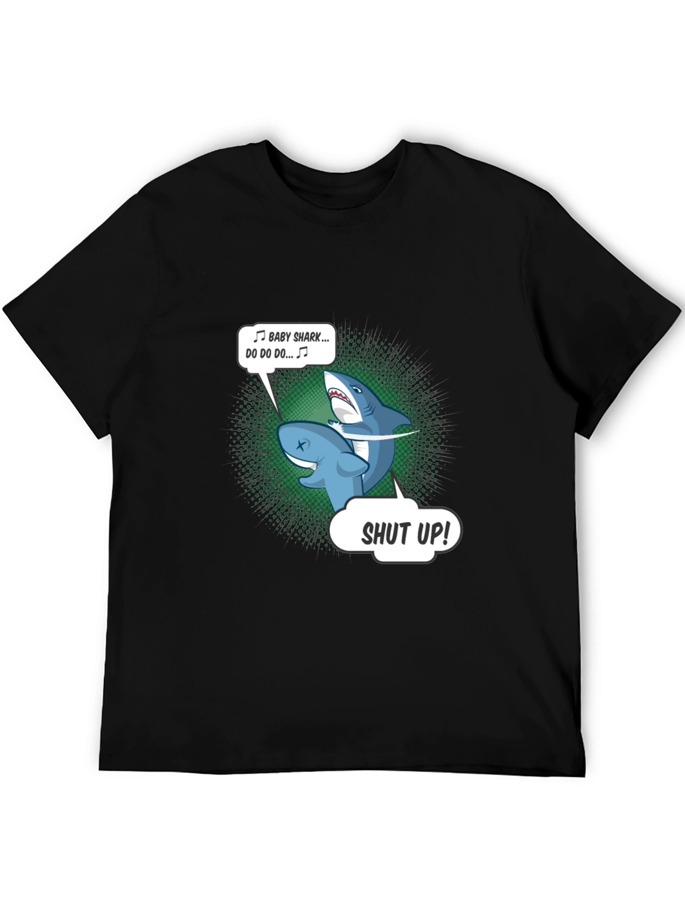 Baby Shark Shut Up Mens Black T-Shirt