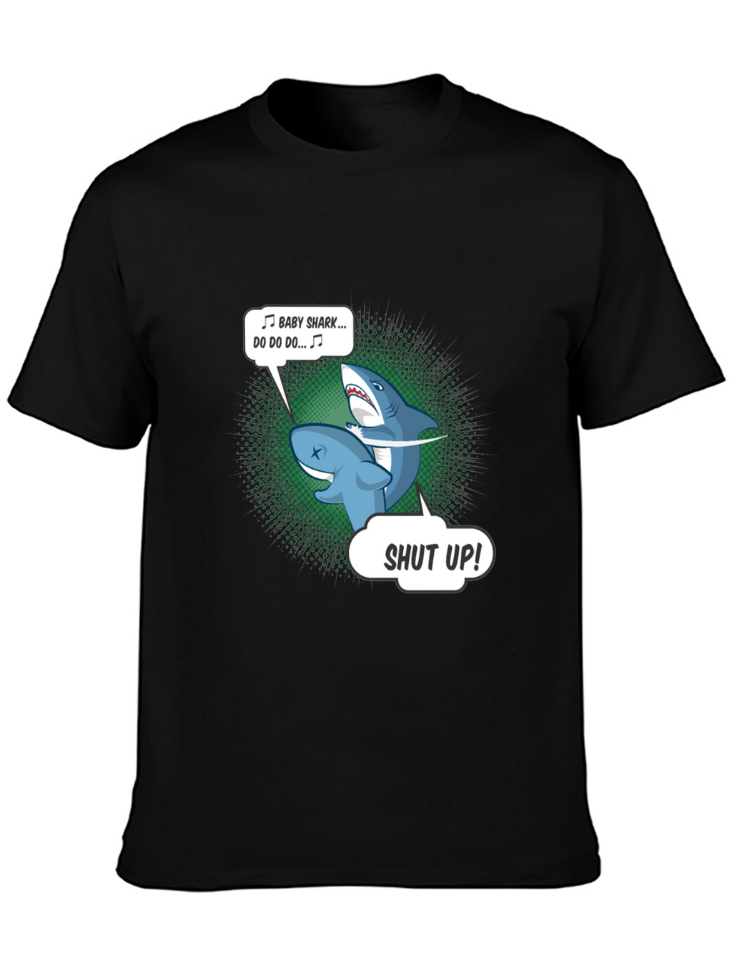 Baby Shark Shut Up Mens Black T-Shirt