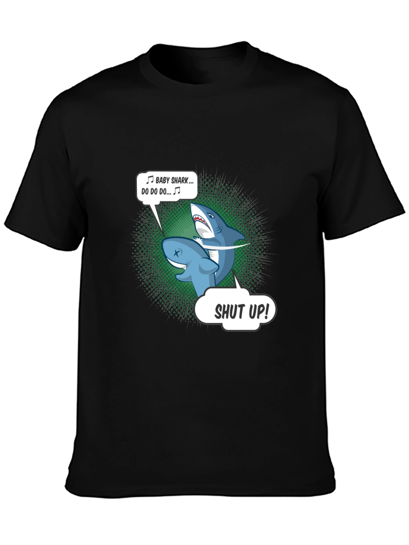 Baby Shark Shut Up Mens Black T-Shirt
