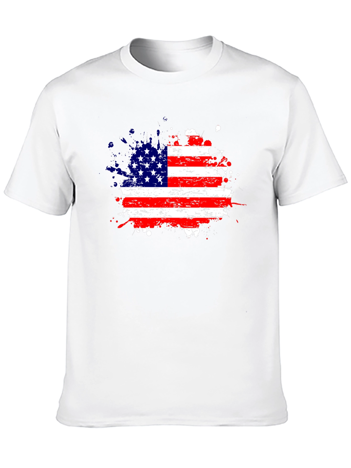 American Flag Splatter Print Black T-Shirt