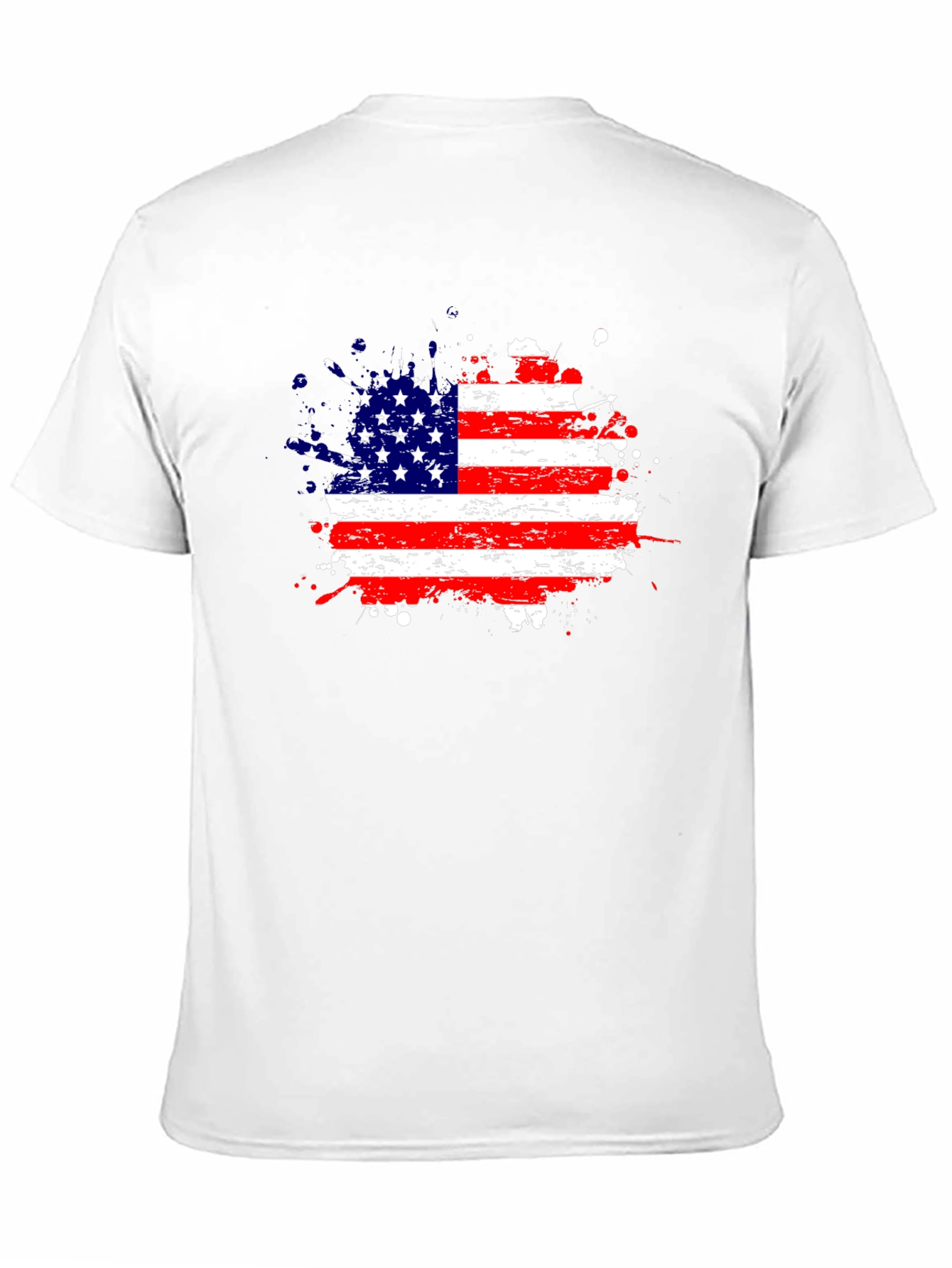 American Flag Splatter Print Black T-Shirt