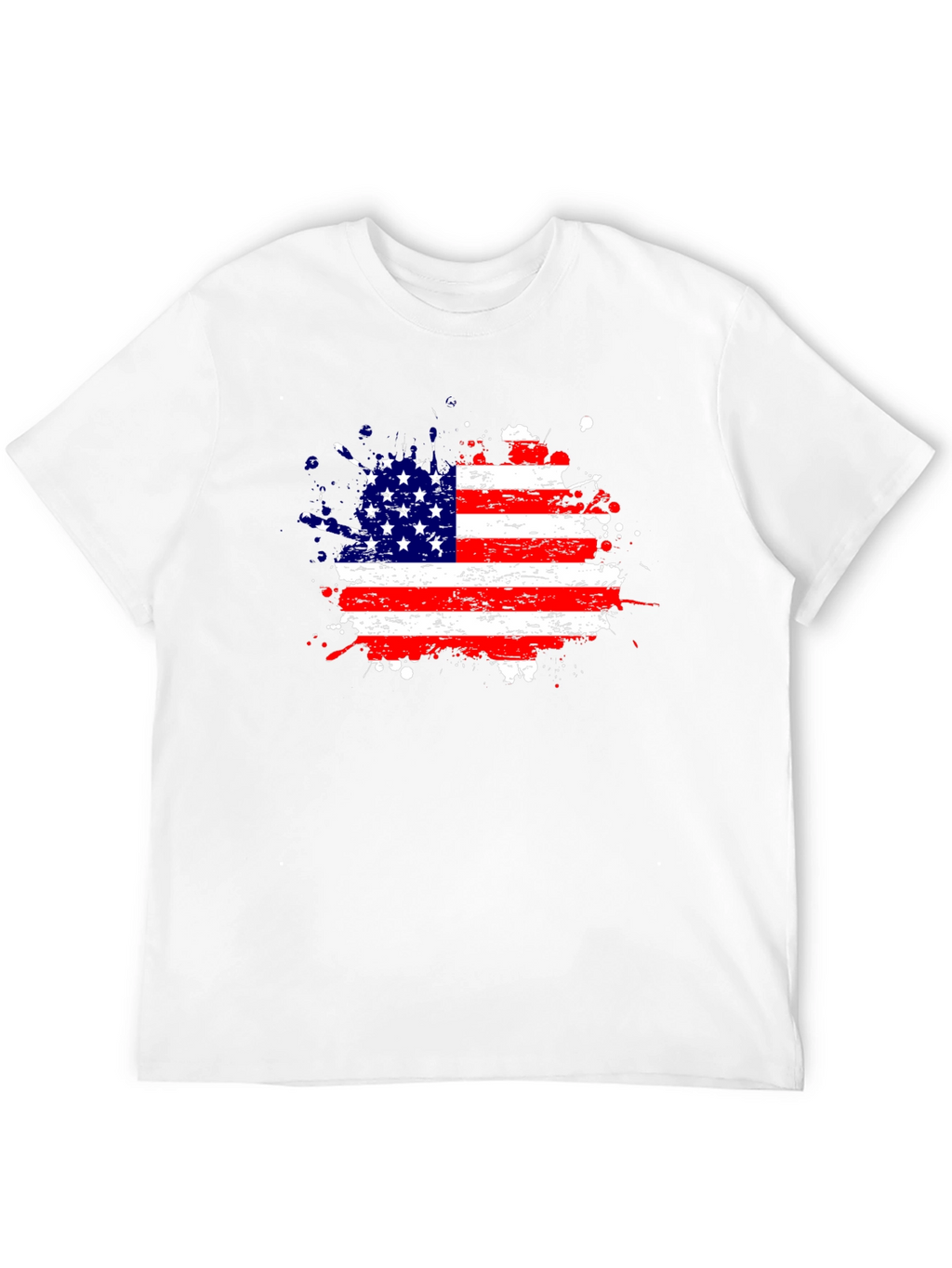 American Flag Splatter Print Black T-Shirt