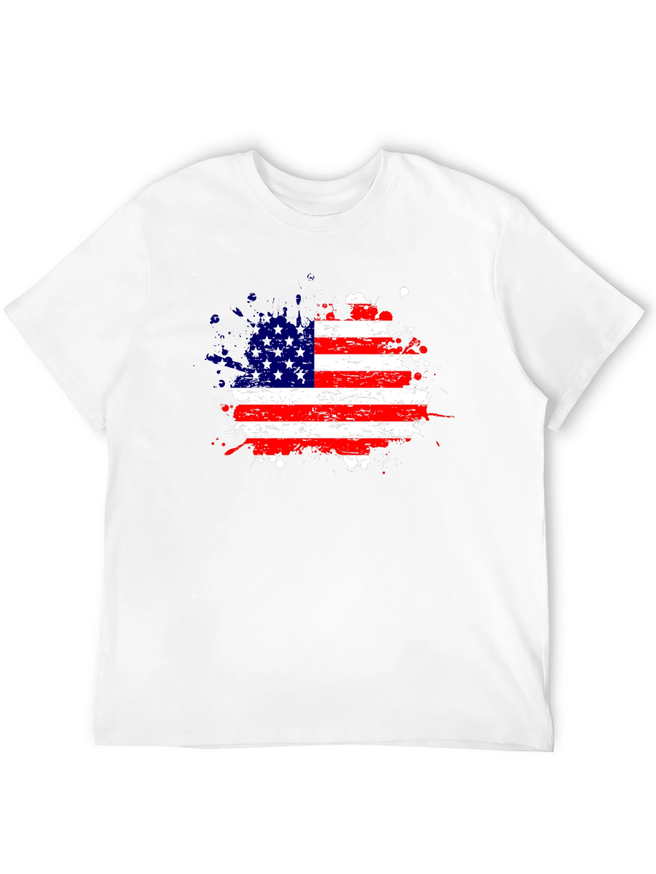 American Flag Splatter Print Black T-Shirt