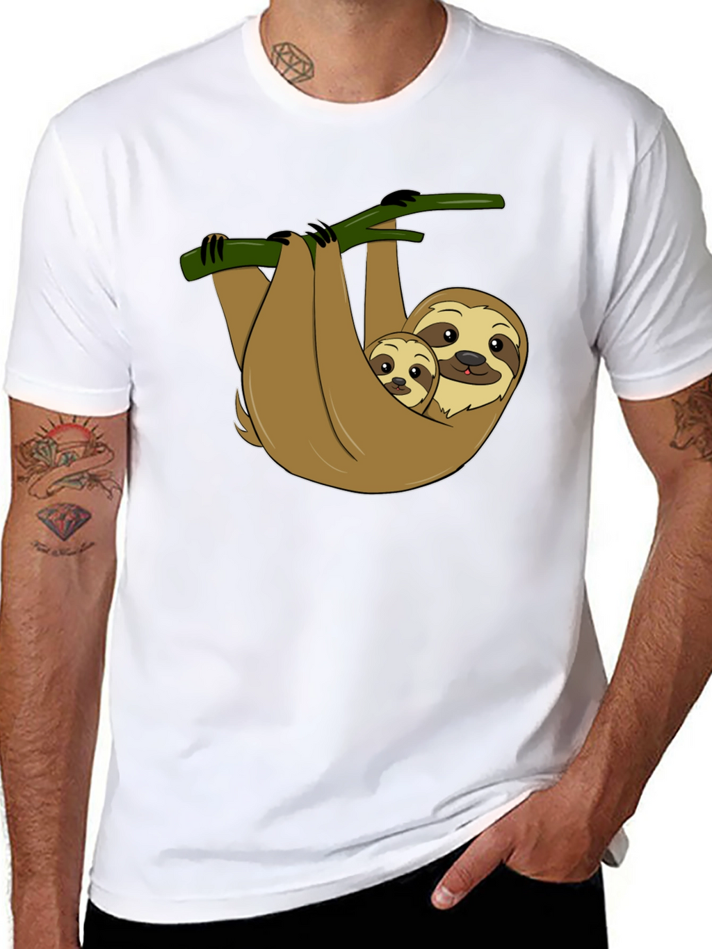 Cute Sloth Mom & Baby Graphic T-Shirt