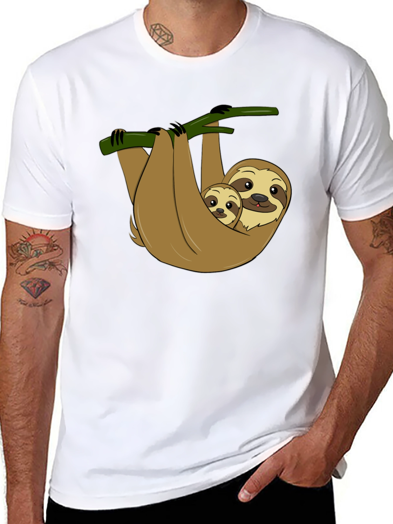 Cute Sloth Mom & Baby Graphic T-Shirt