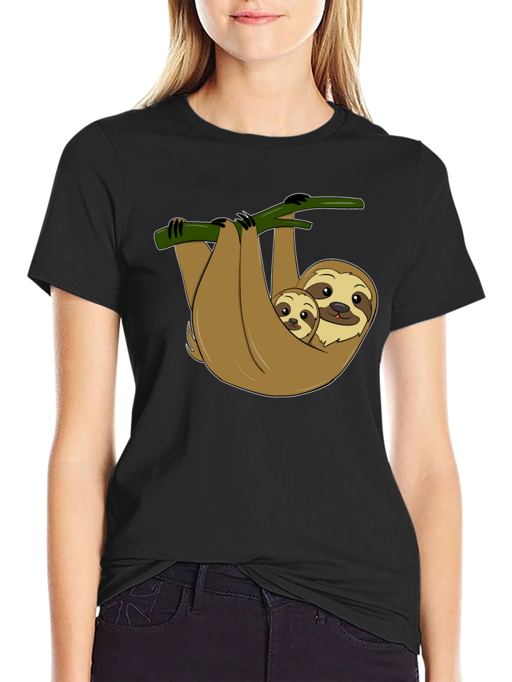Cute Sloth Mom & Baby Graphic T-Shirt