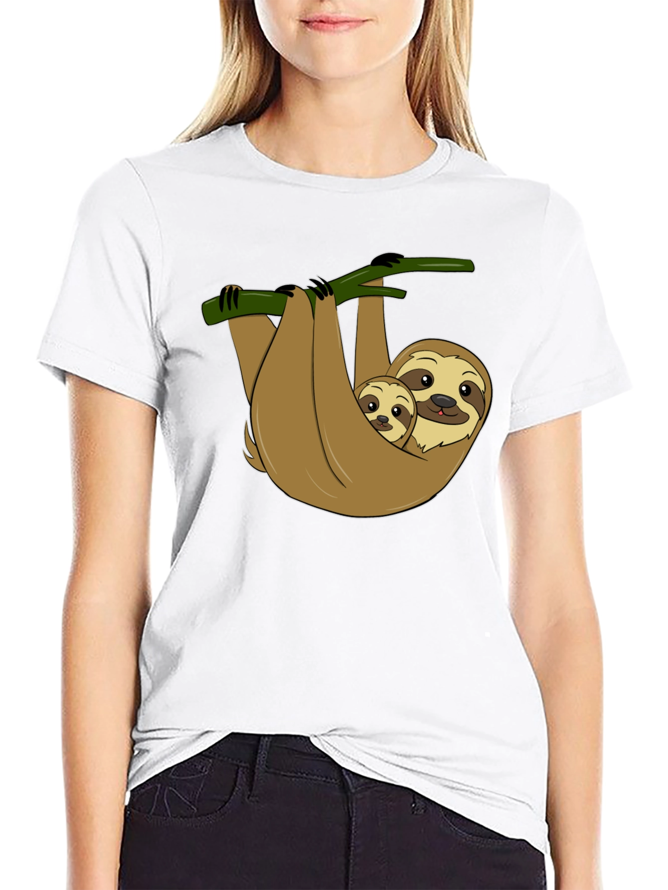 Cute Sloth Mom & Baby Graphic T-Shirt