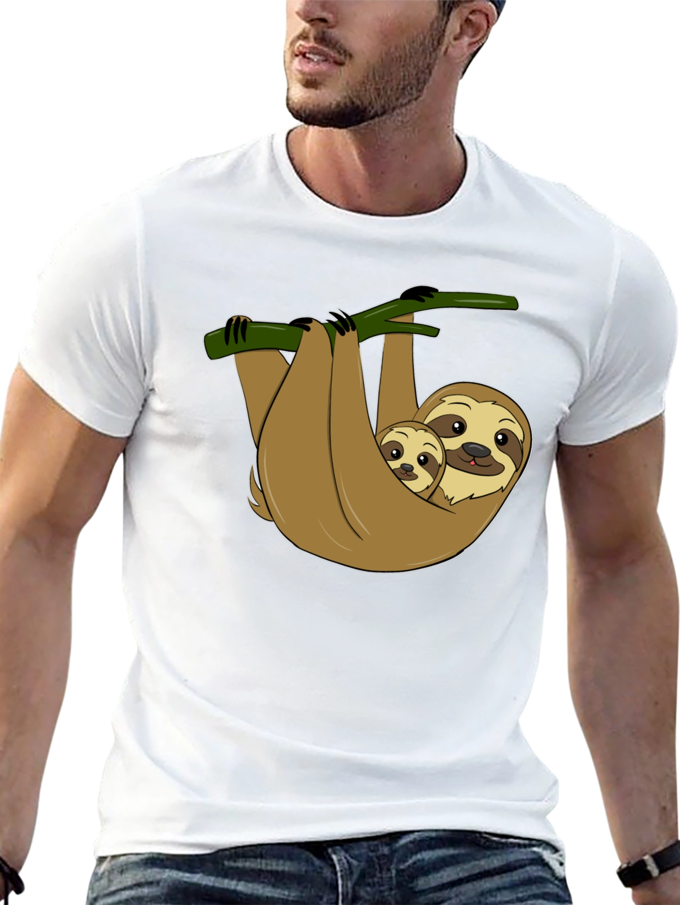 Cute Sloth Mom & Baby Graphic T-Shirt
