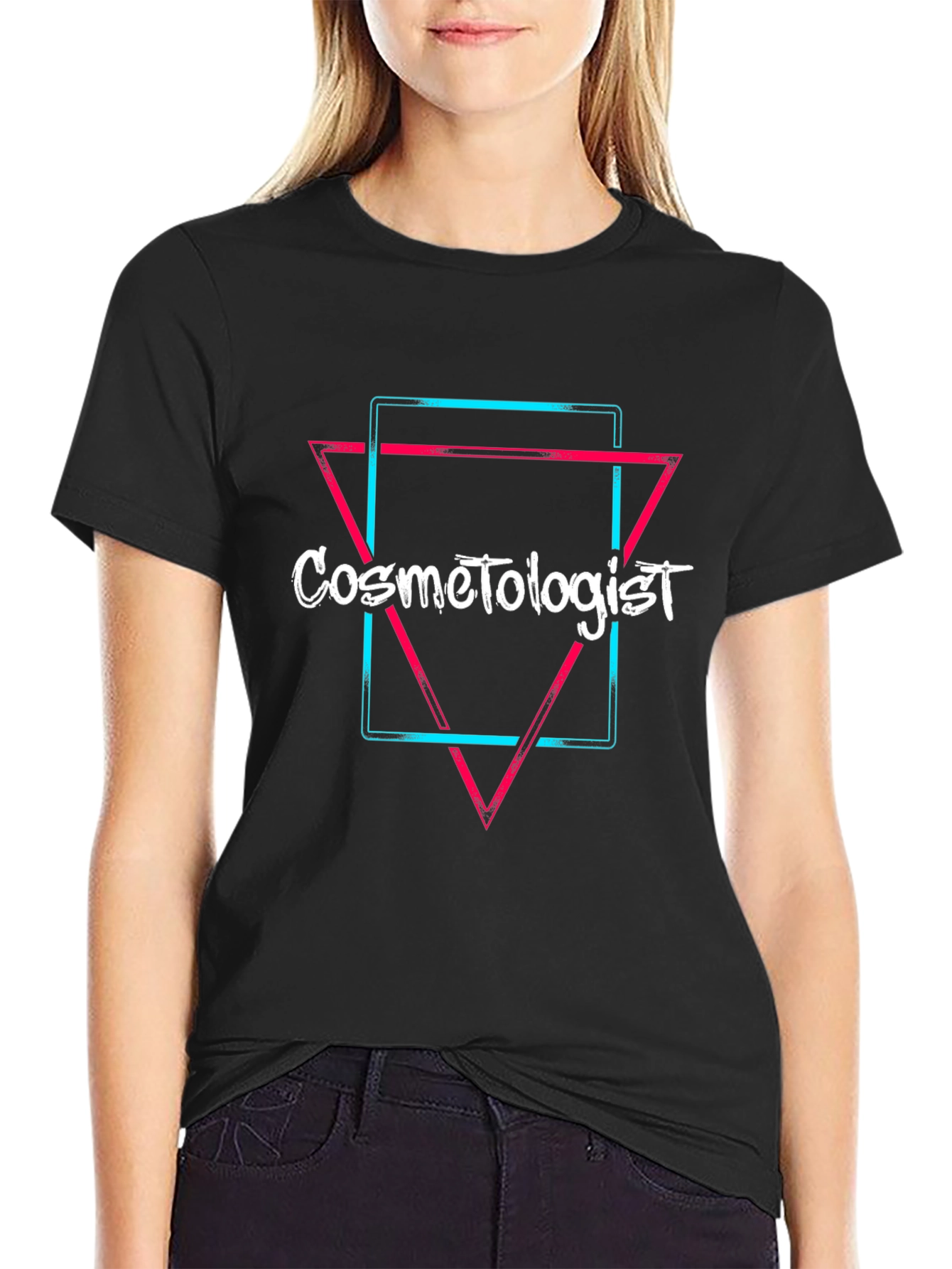 Cosmetologist Neon Graphic T-Shirt - Black