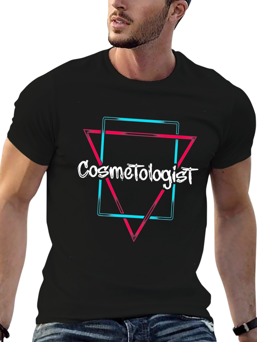 Cosmetologist Neon Graphic T-Shirt - Black
