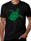 Green Sea Turtle Graphic Tee - Black Casual Shirt
