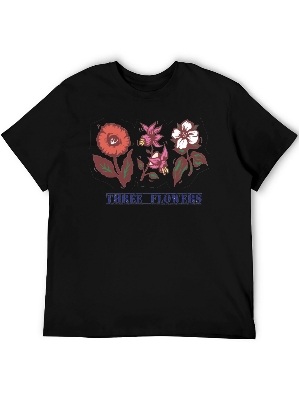 Three Flowers Graphic T-Shirt