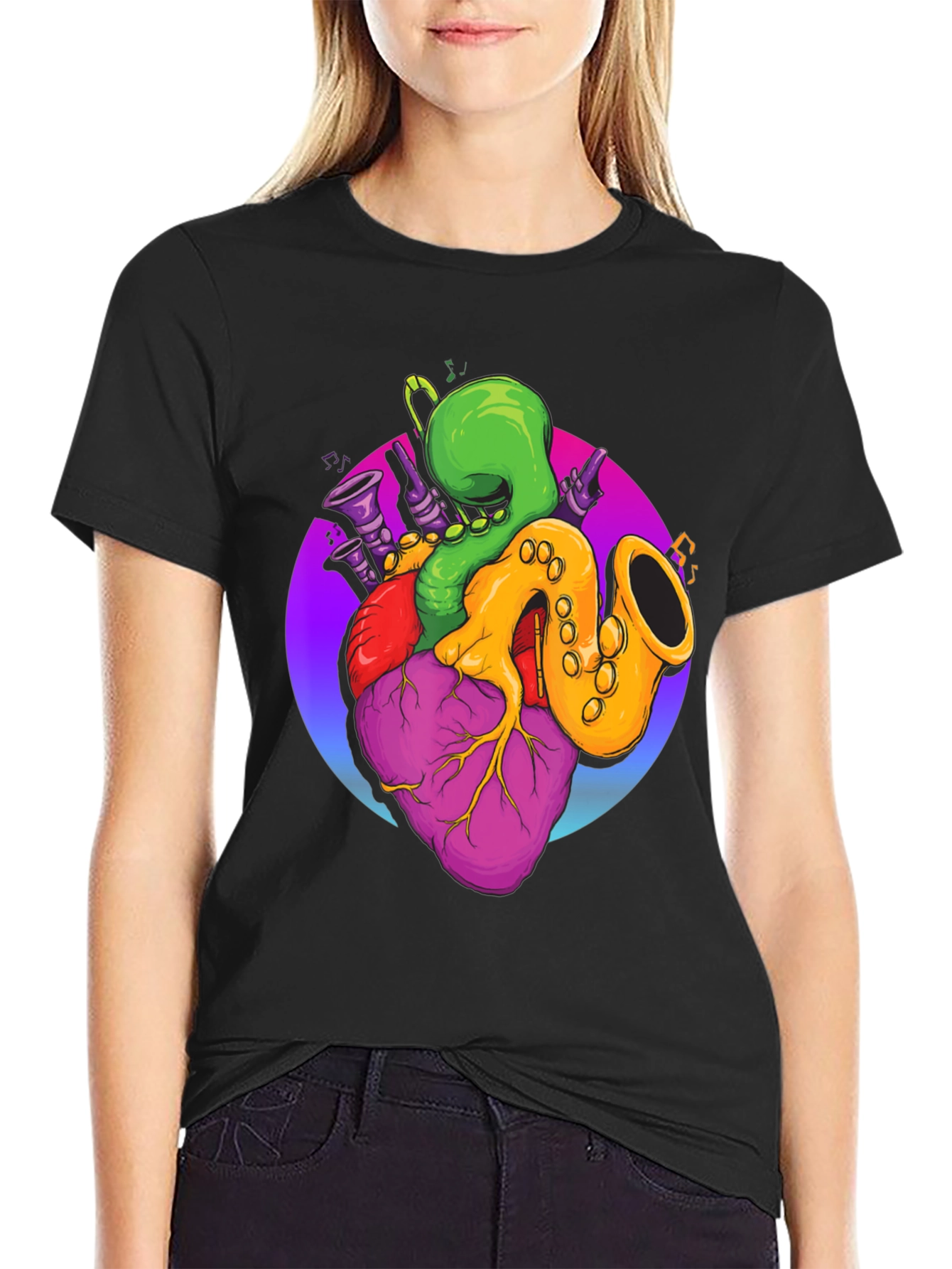 Musical Heart T-Shirt - Black Graphic Tee