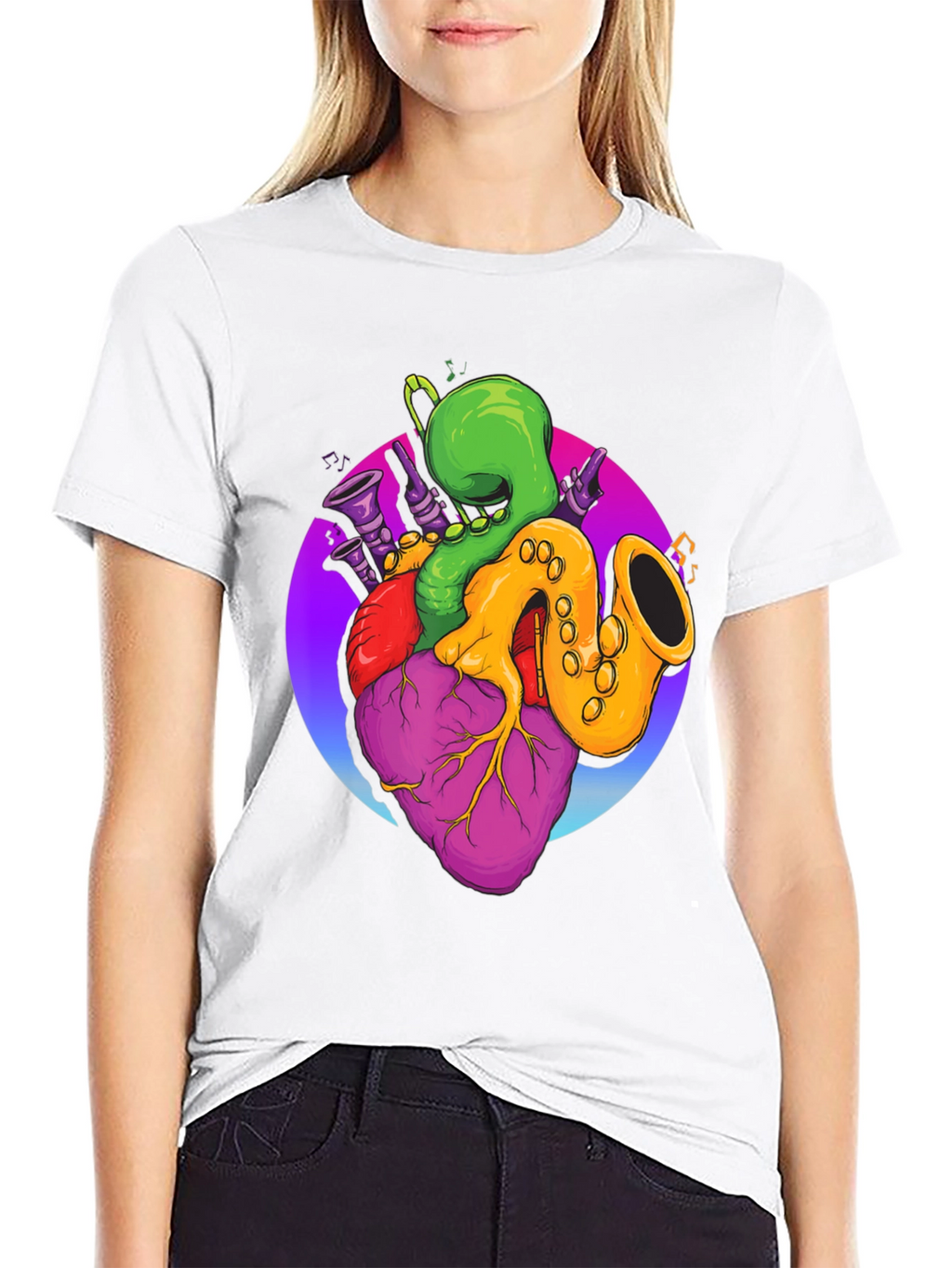 Musical Heart T-Shirt - Black Graphic Tee