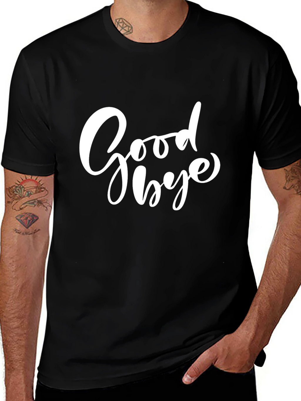 Goodbye Graphic Tee - Stylish Black Casual T-Shirt