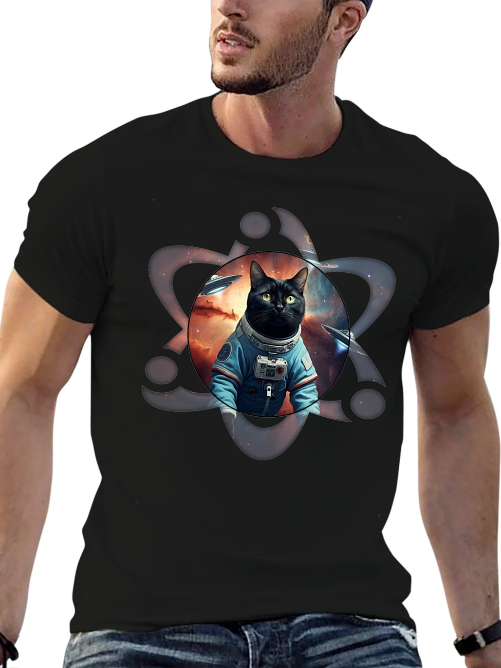 Cosmic Cat Astronaut Graphic Tee