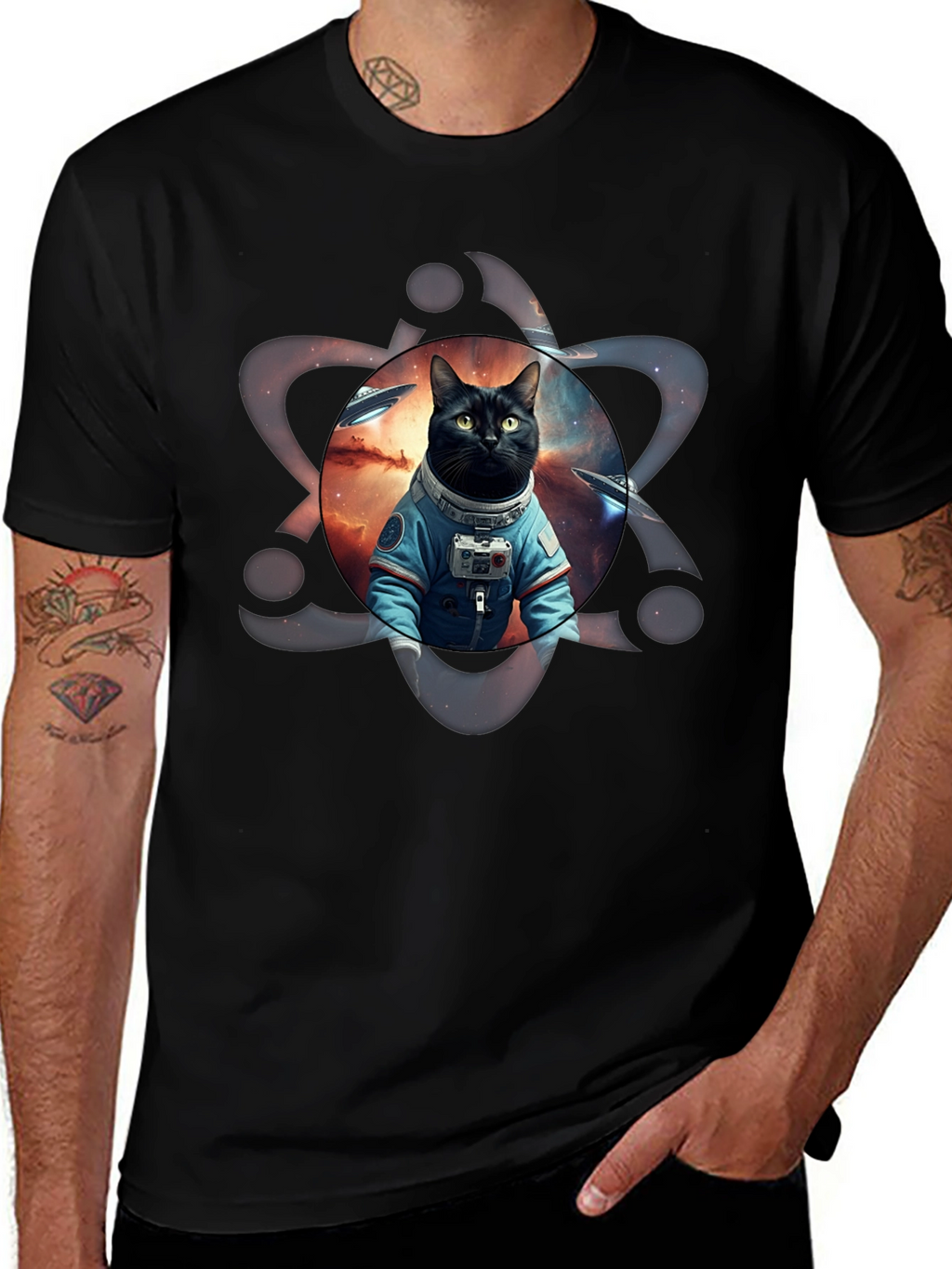 Cosmic Cat Astronaut Graphic Tee