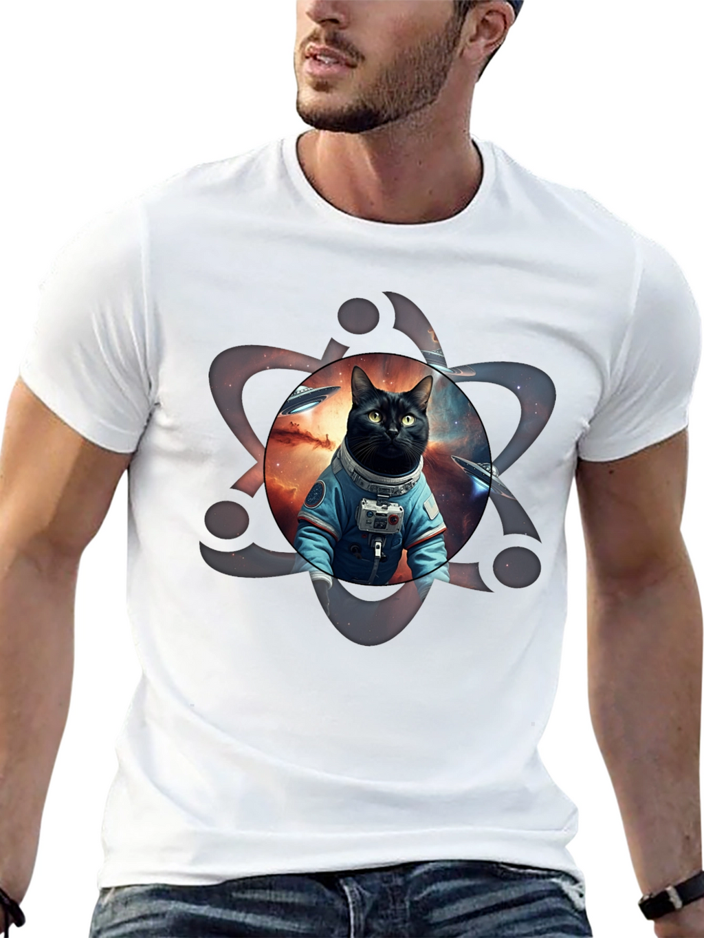 Cosmic Cat Astronaut Graphic Tee