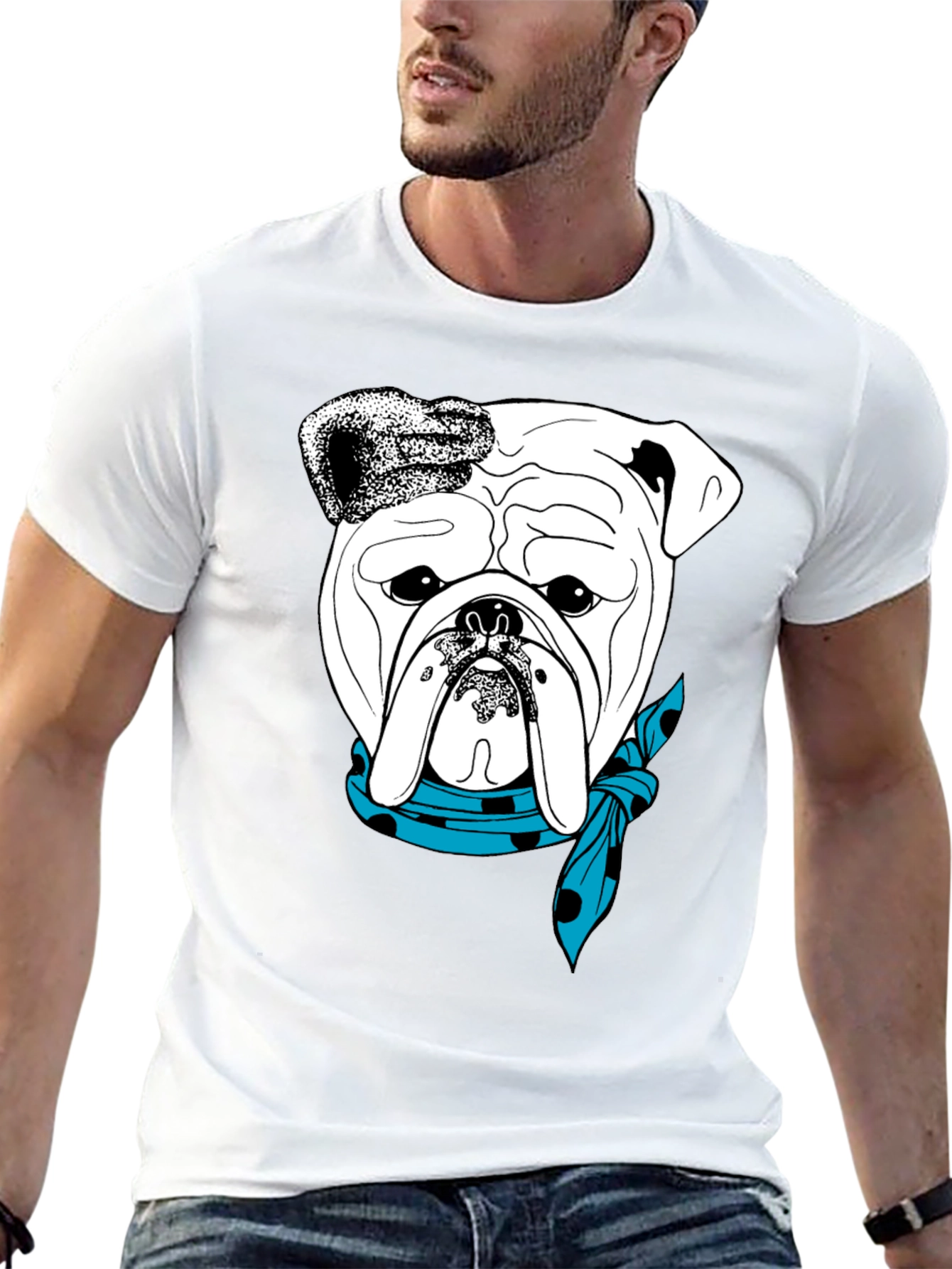 Bulldog Bandana Graphic Tee - Stylish Dog Lover T-Shirt