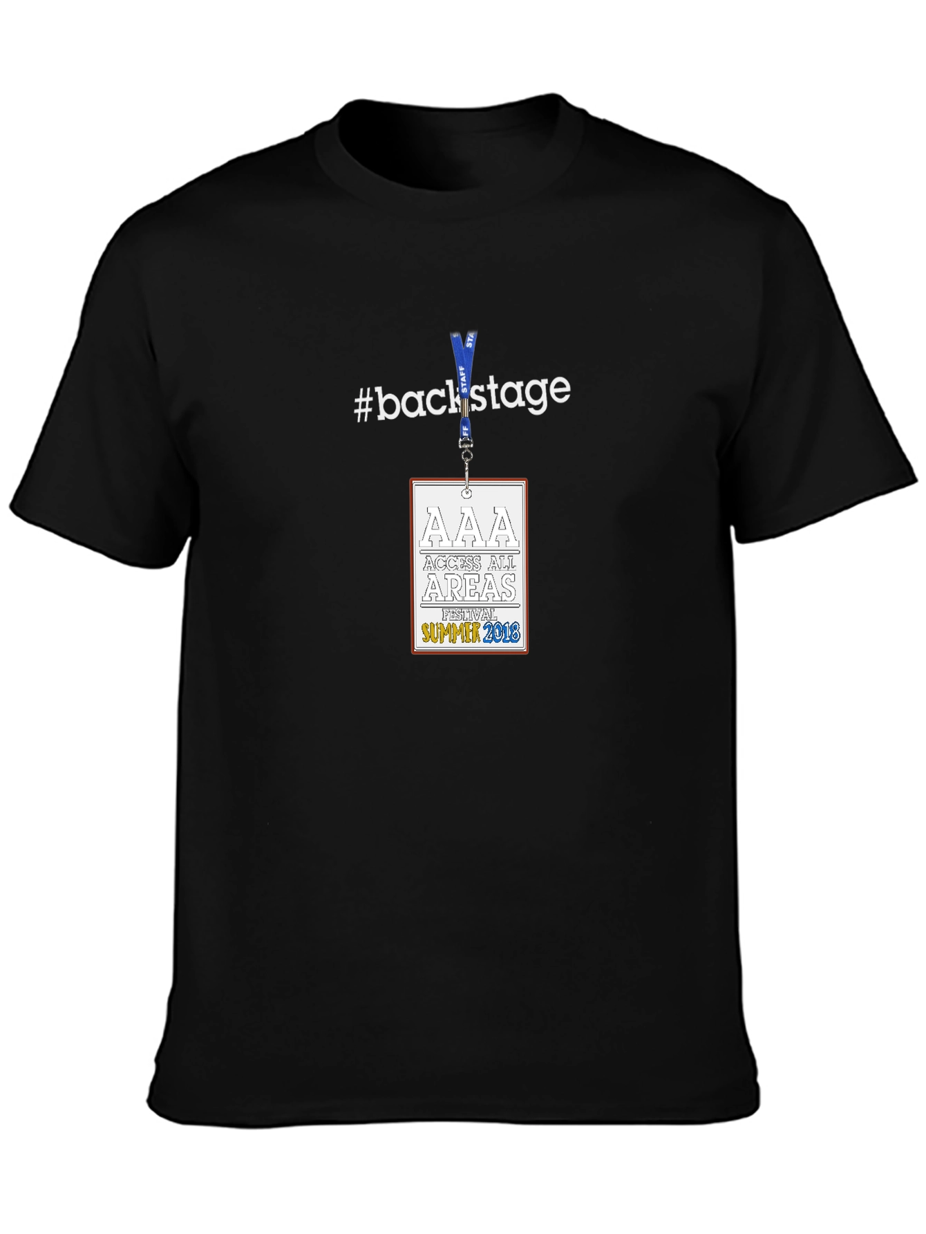 #backstage Access All Areas Festival Summer 2018 Black T-Shirt