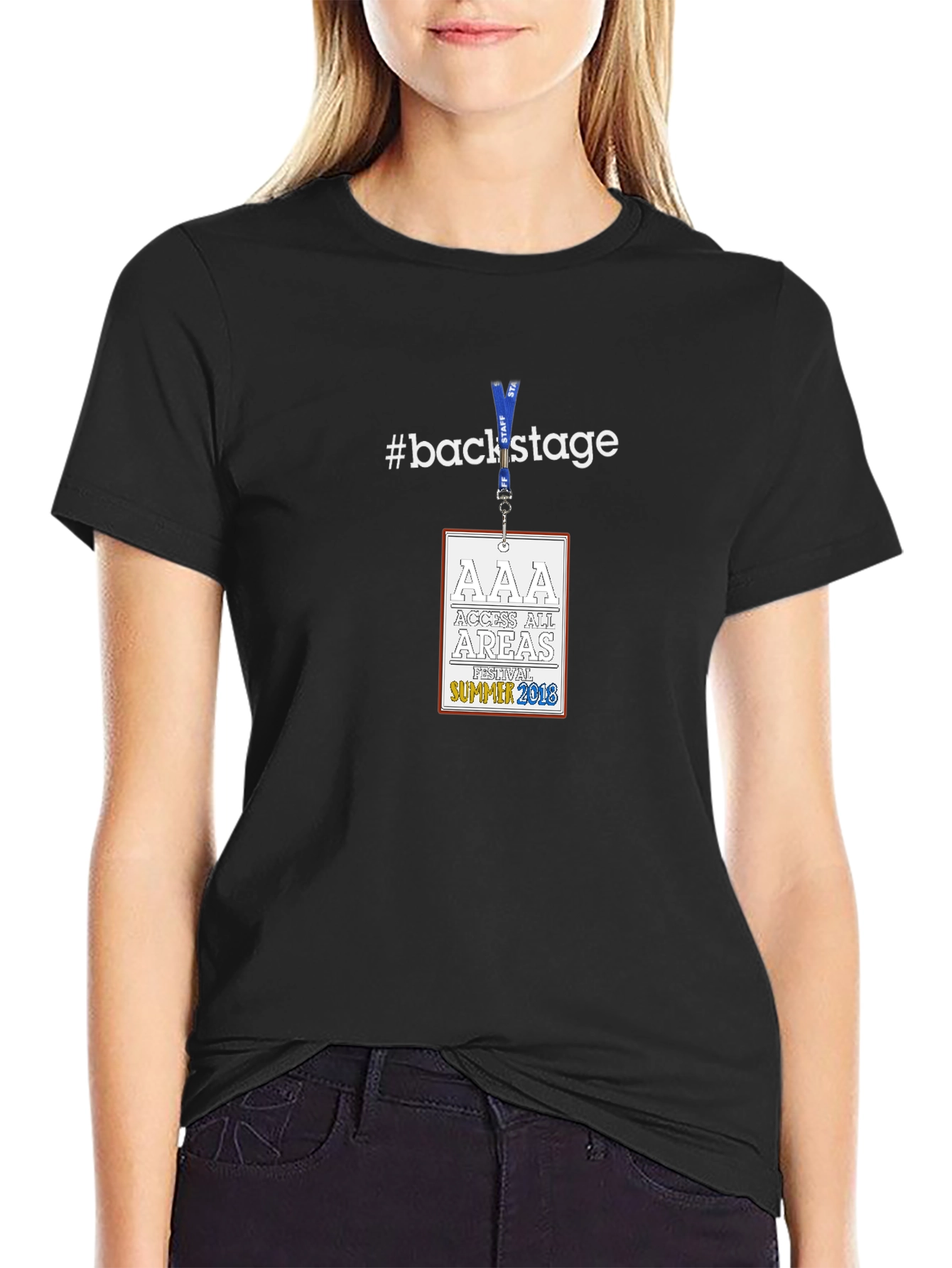 #backstage Access All Areas Festival Summer 2018 Black T-Shirt
