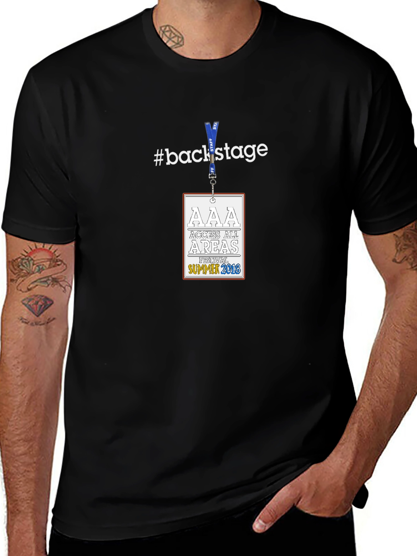 #backstage Access All Areas Festival Summer 2018 Black T-Shirt