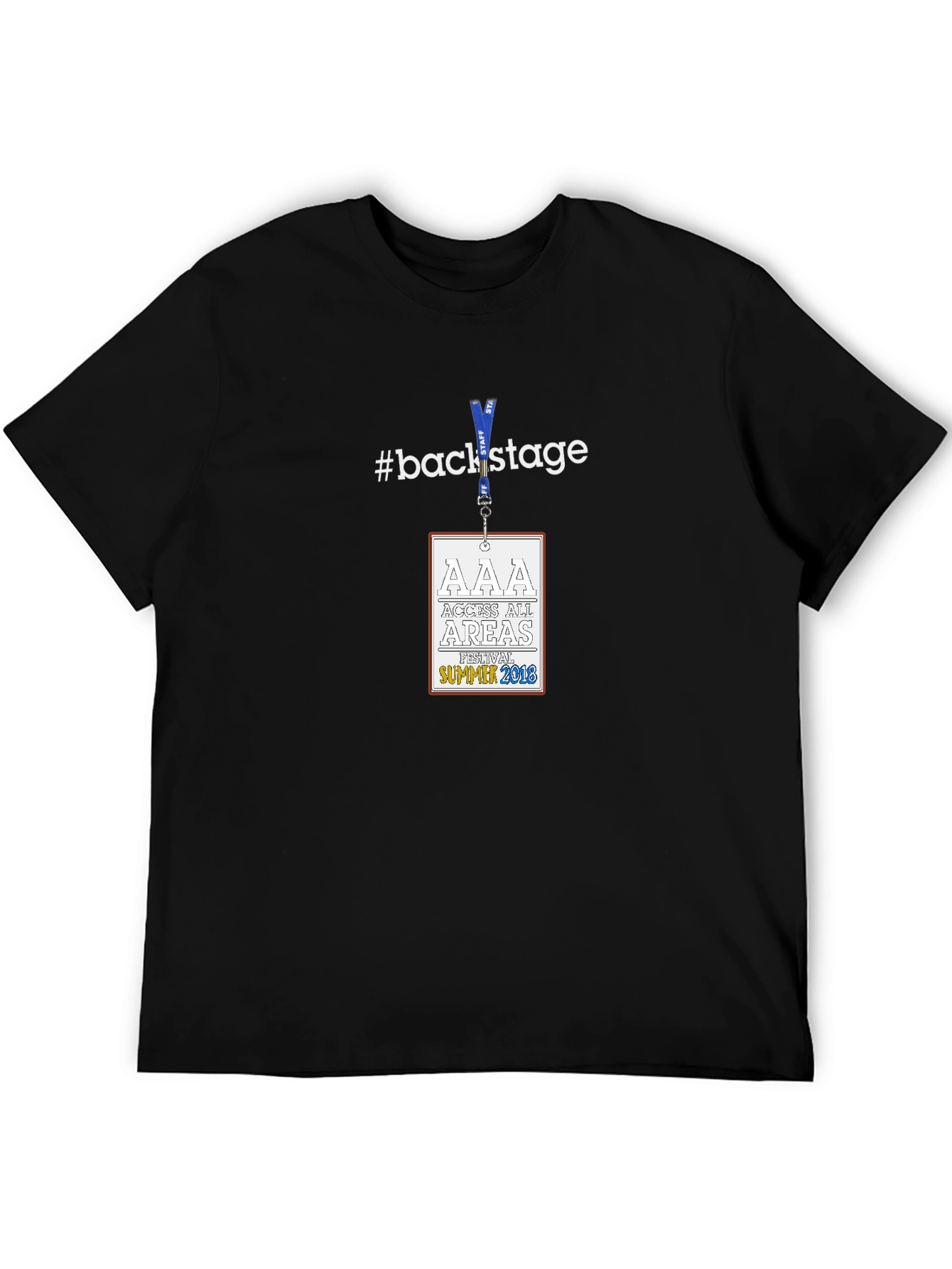 #backstage Access All Areas Festival Summer 2018 Black T-Shirt