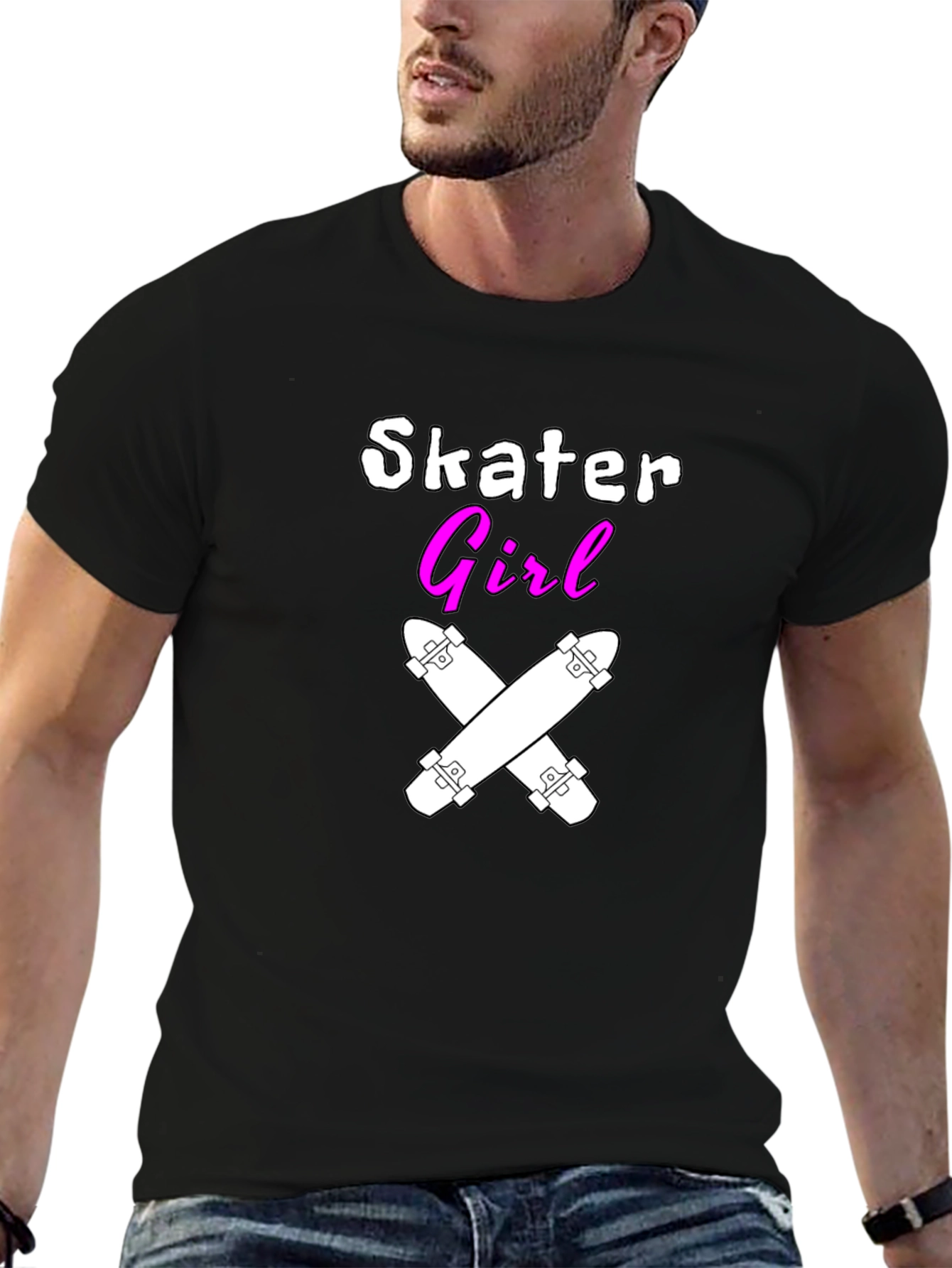 Skater Girl T-Shirt - Black Graphic Tee