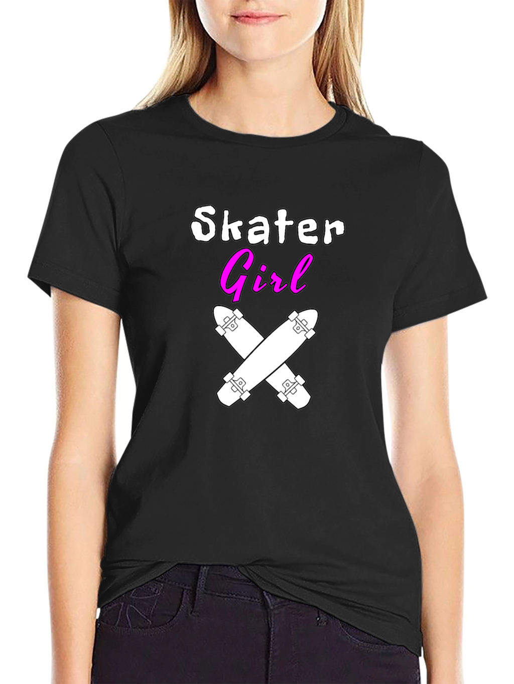 Skater Girl T-Shirt - Black Graphic Tee