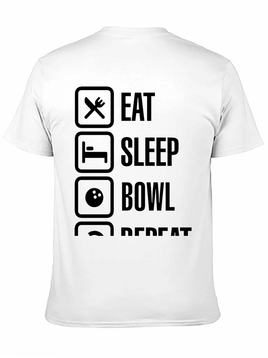 Eat Sleep Bowl Repeat Black Graphic T-Shirt