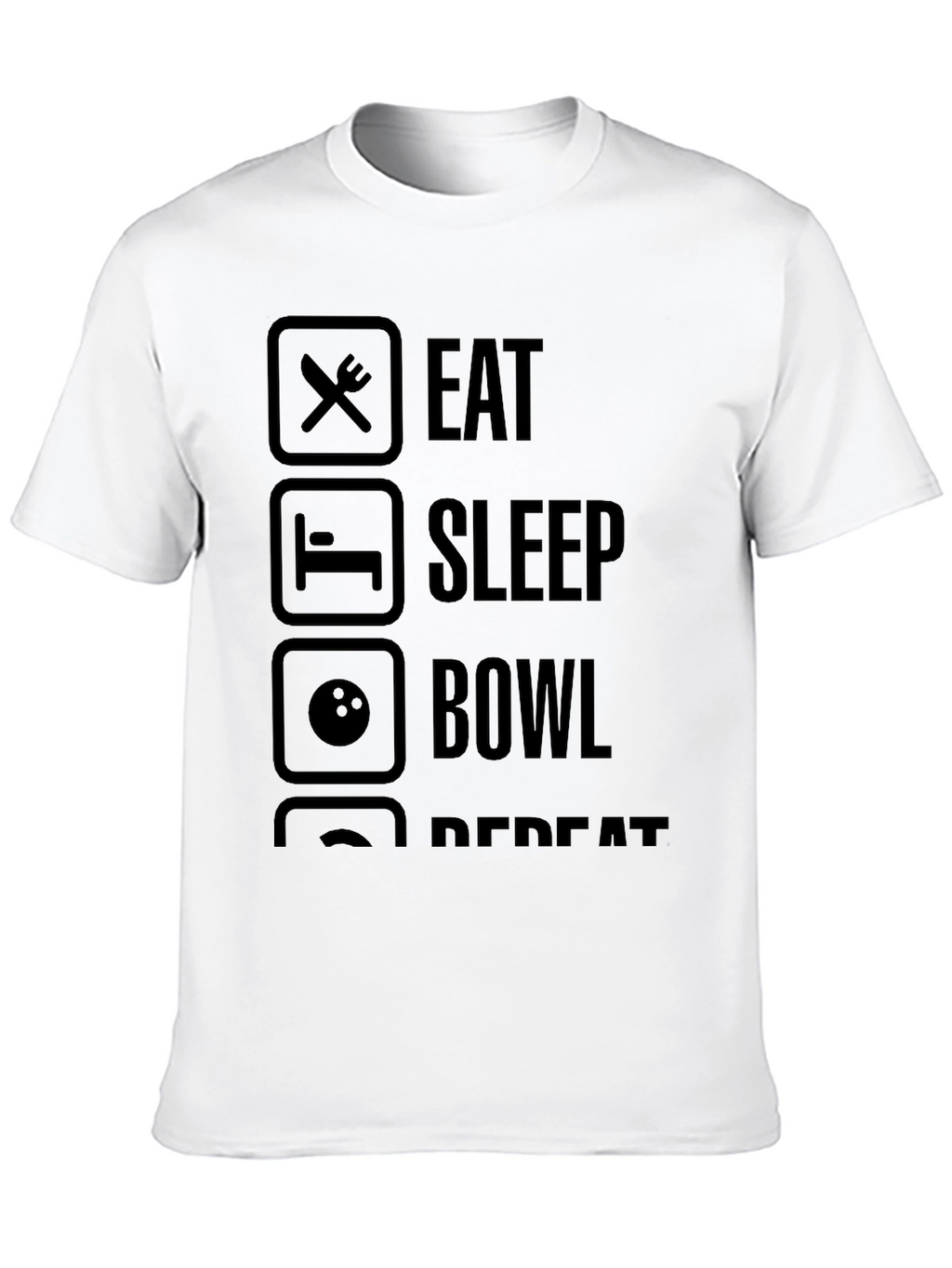 Eat Sleep Bowl Repeat Black Graphic T-Shirt