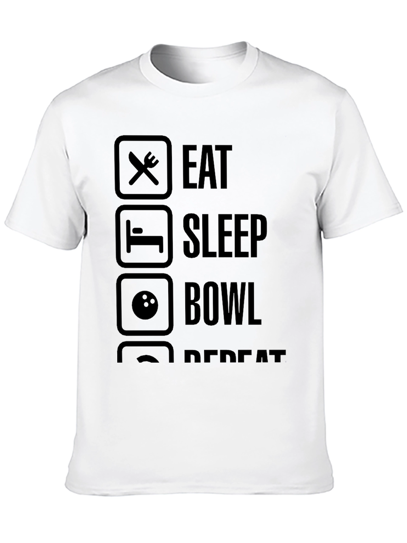 Eat Sleep Bowl Repeat Black Graphic T-Shirt