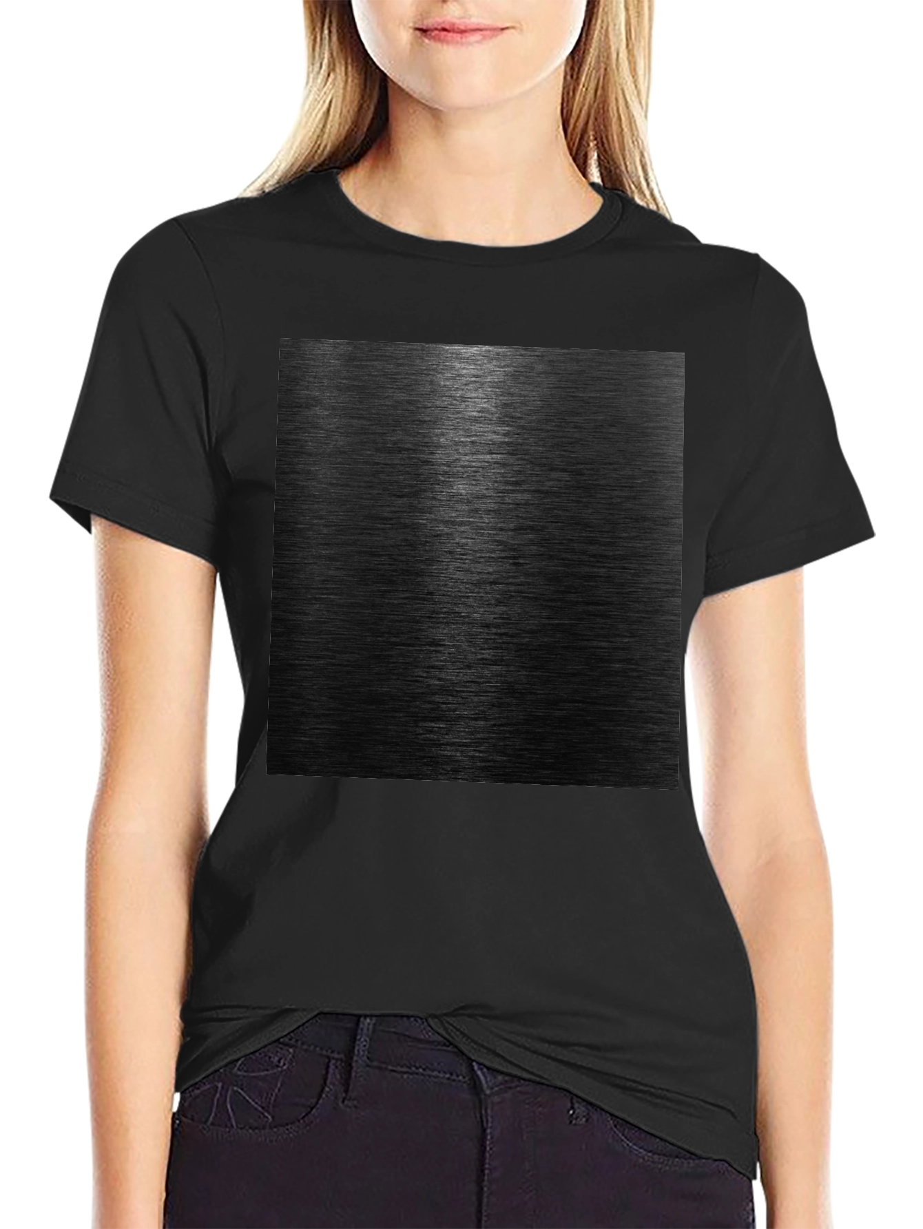Sleek Black Metal Texture Graphic Tee