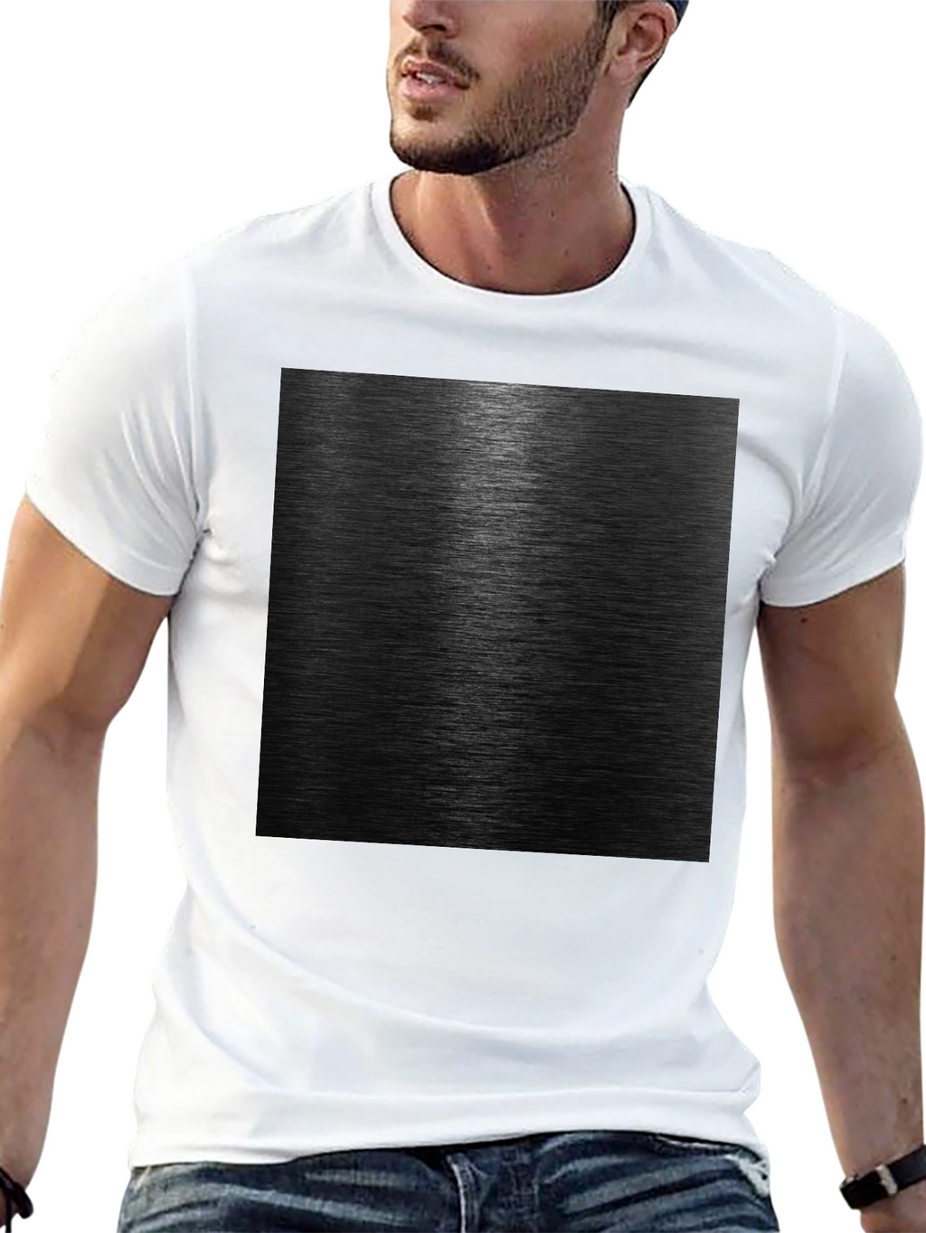 Sleek Black Metal Texture Graphic Tee