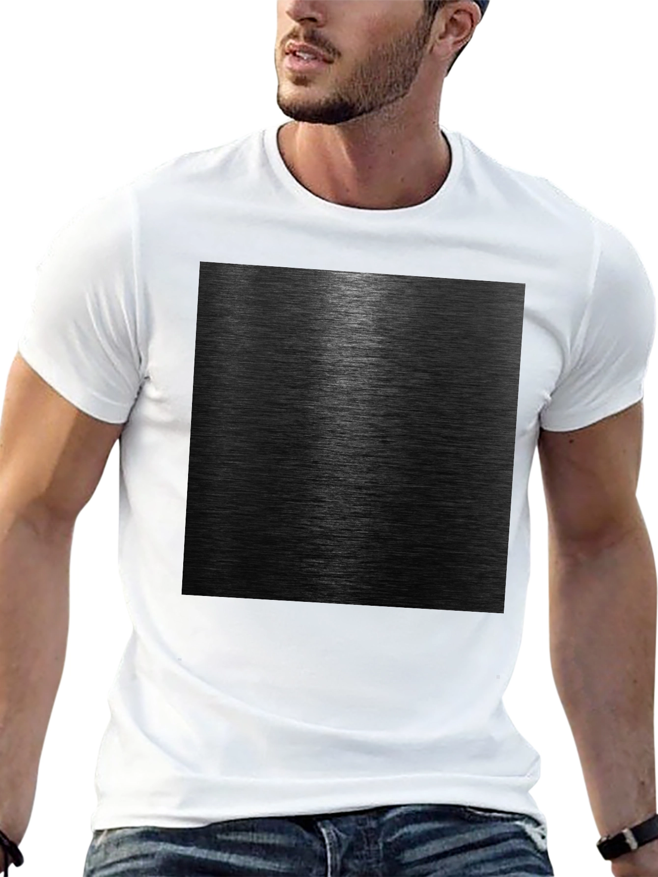 Sleek Black Metal Texture Graphic Tee