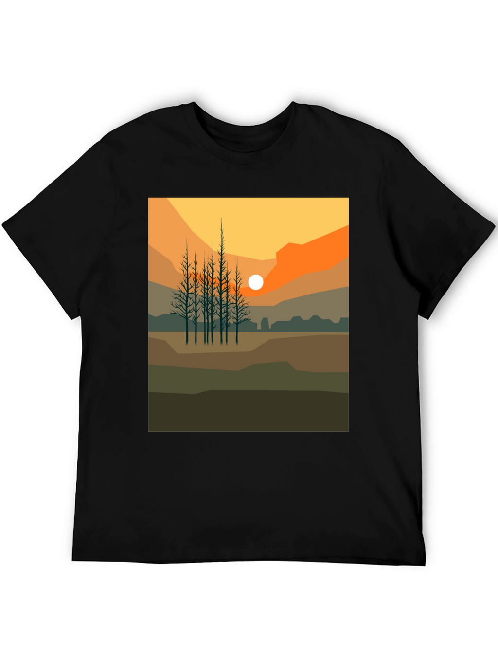 Sunset Landscape Graphic Tee - Black