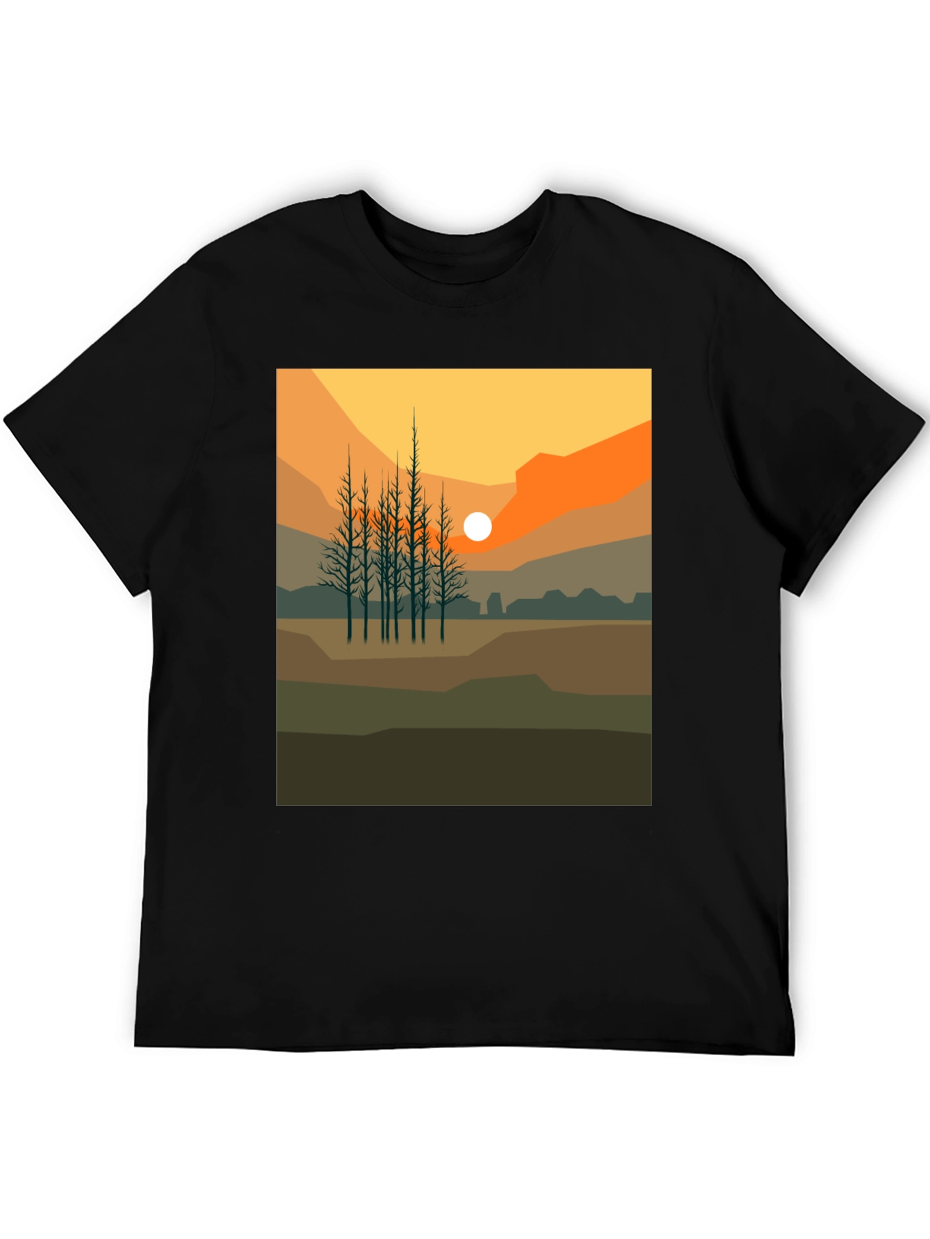 Sunset Landscape Graphic Tee - Black