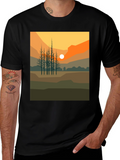 Sunset Landscape Graphic Tee - Black