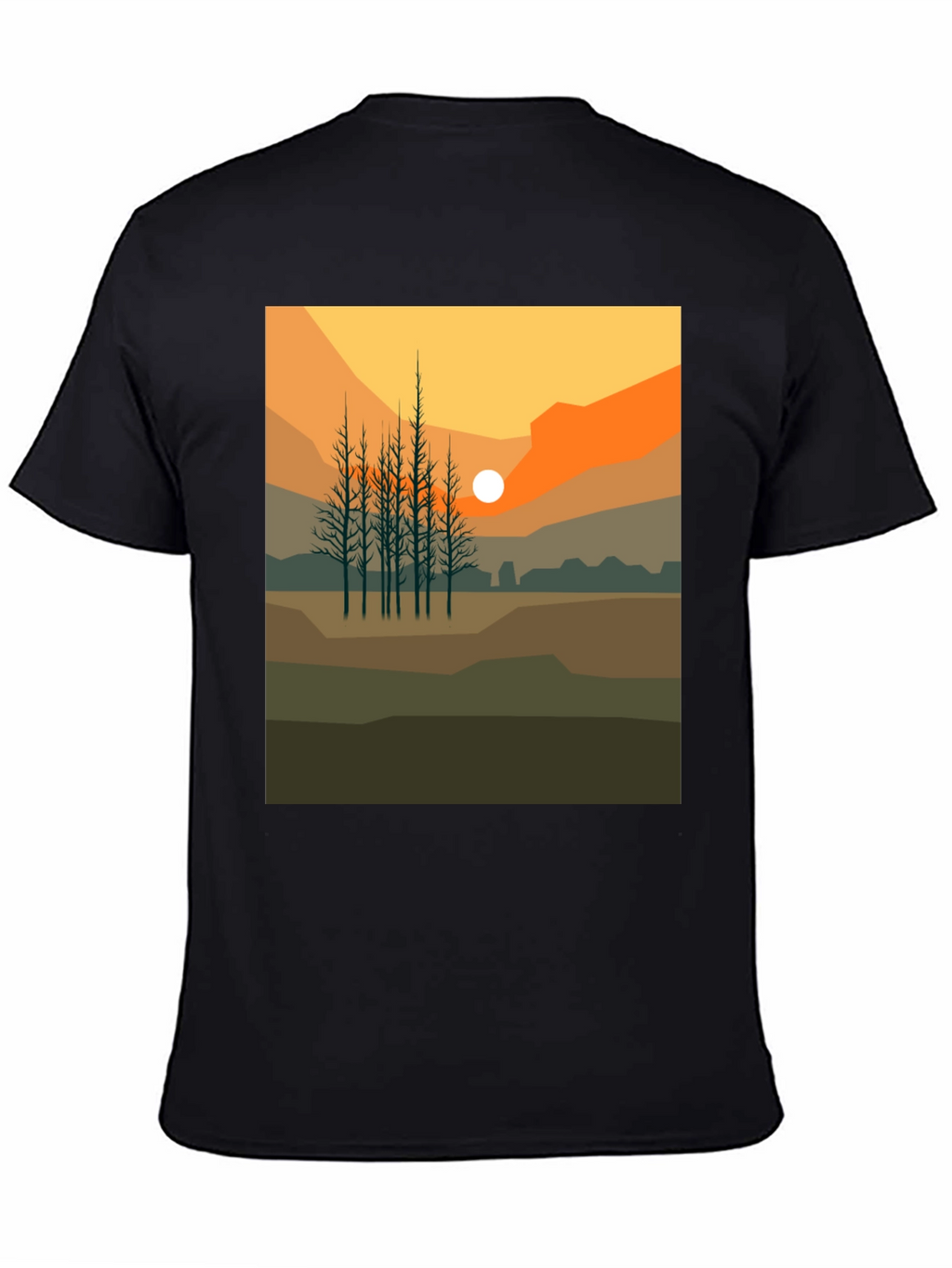 Sunset Landscape Graphic Tee - Black