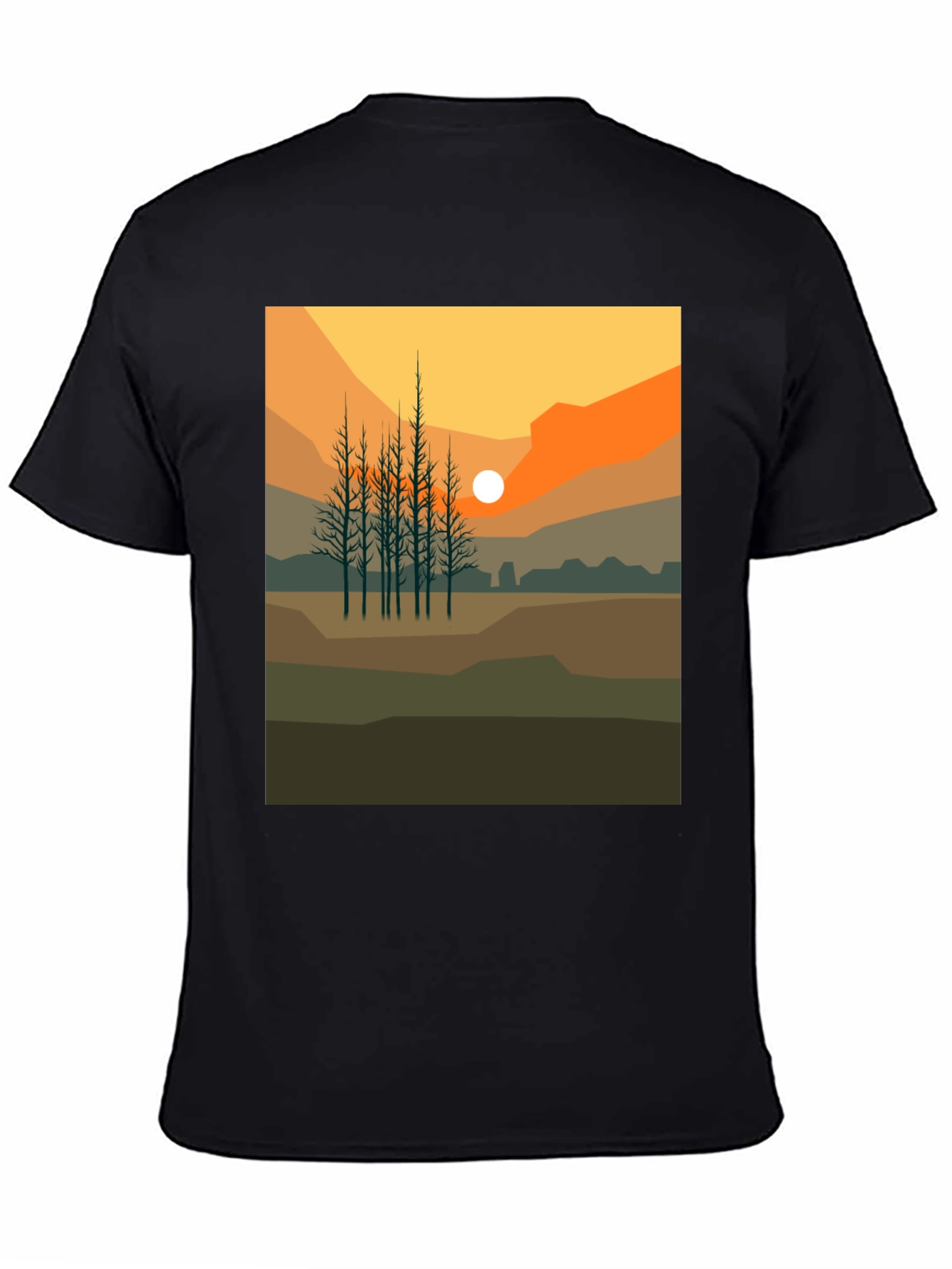Sunset Landscape Graphic Tee - Black
