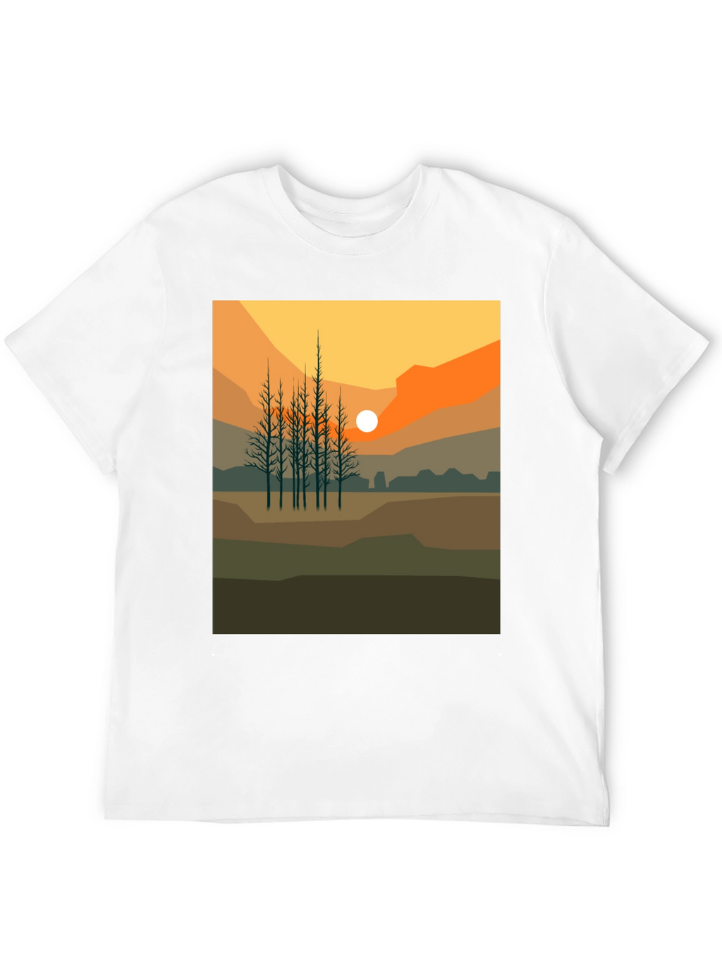 Sunset Landscape Graphic Tee - Black