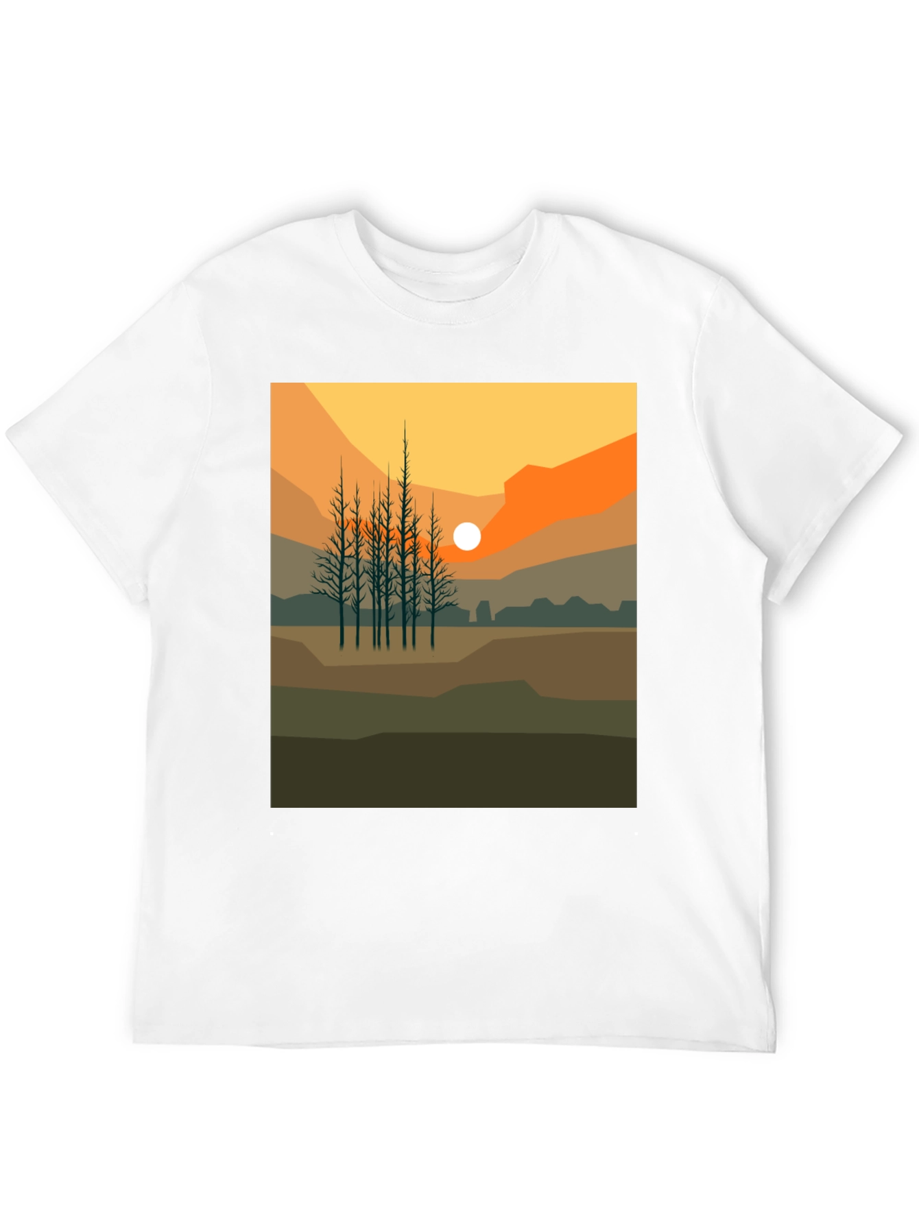 Sunset Landscape Graphic Tee - Black