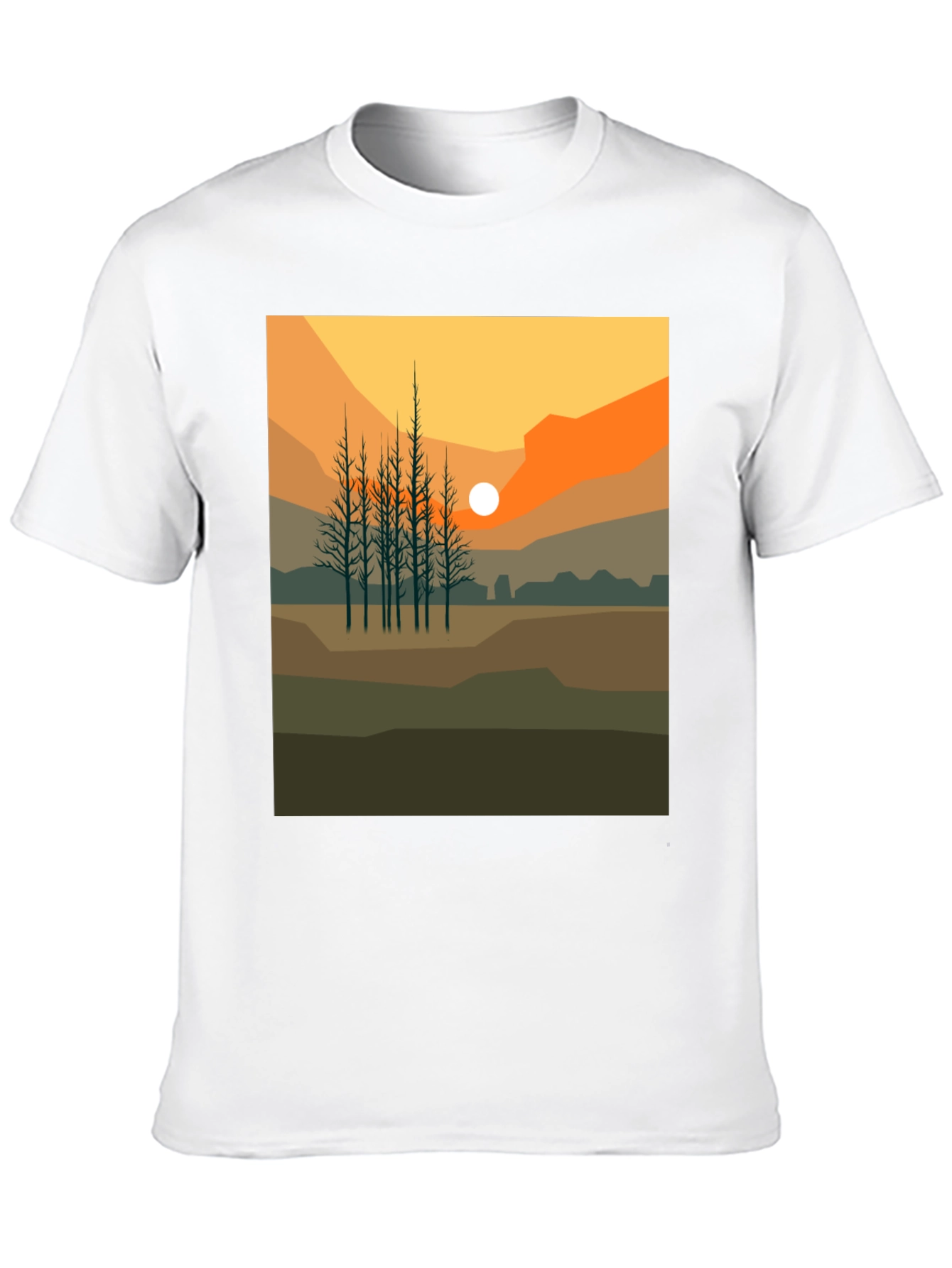 Sunset Landscape Graphic Tee - Black