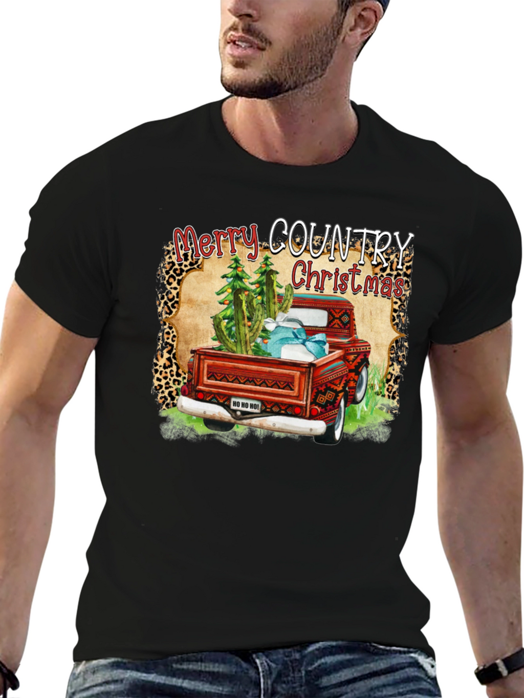 Merry Country Christmas Truck Graphic Tee